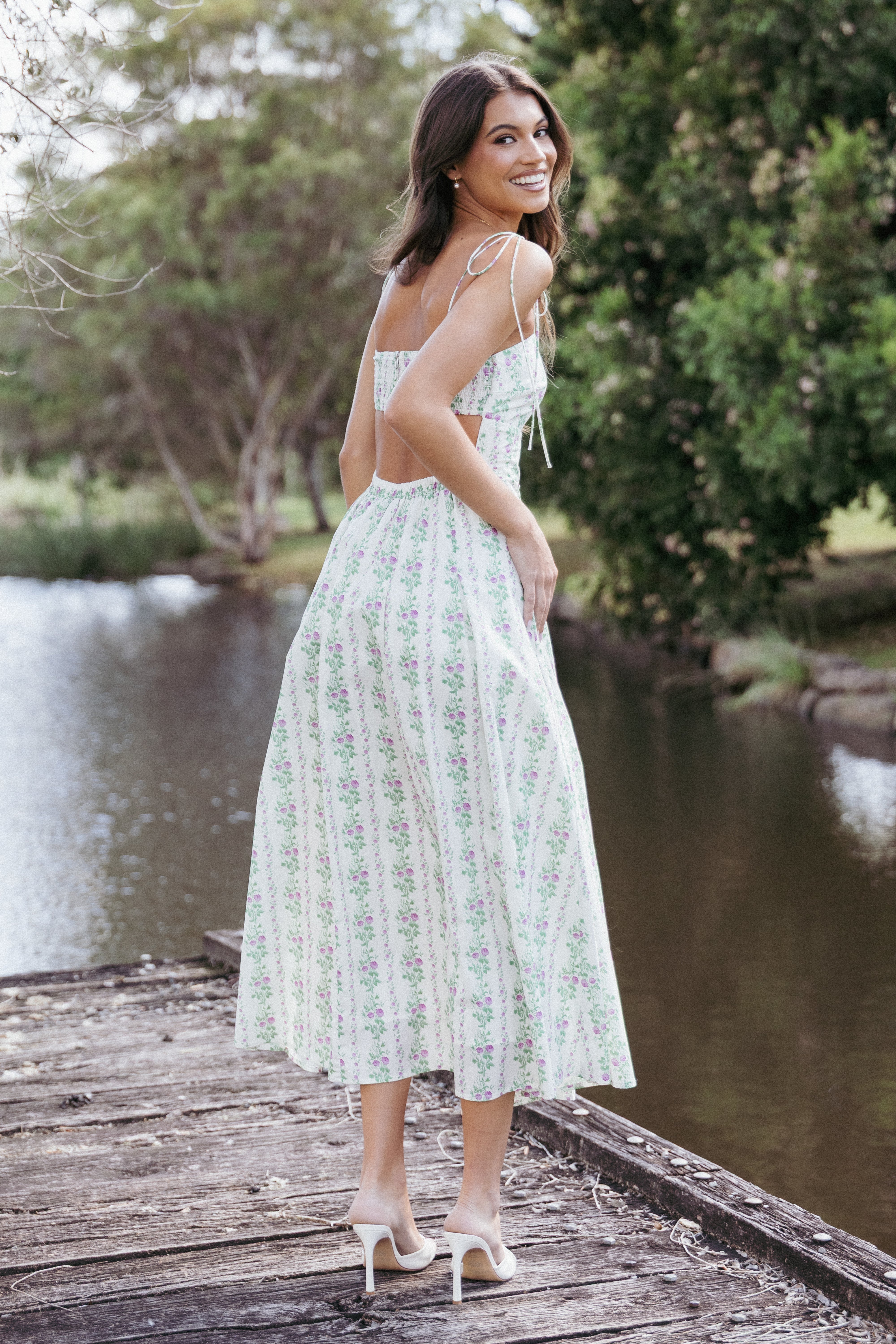 Emory Square Neck Maxi Dress in Cream - Rayon Summer Dress