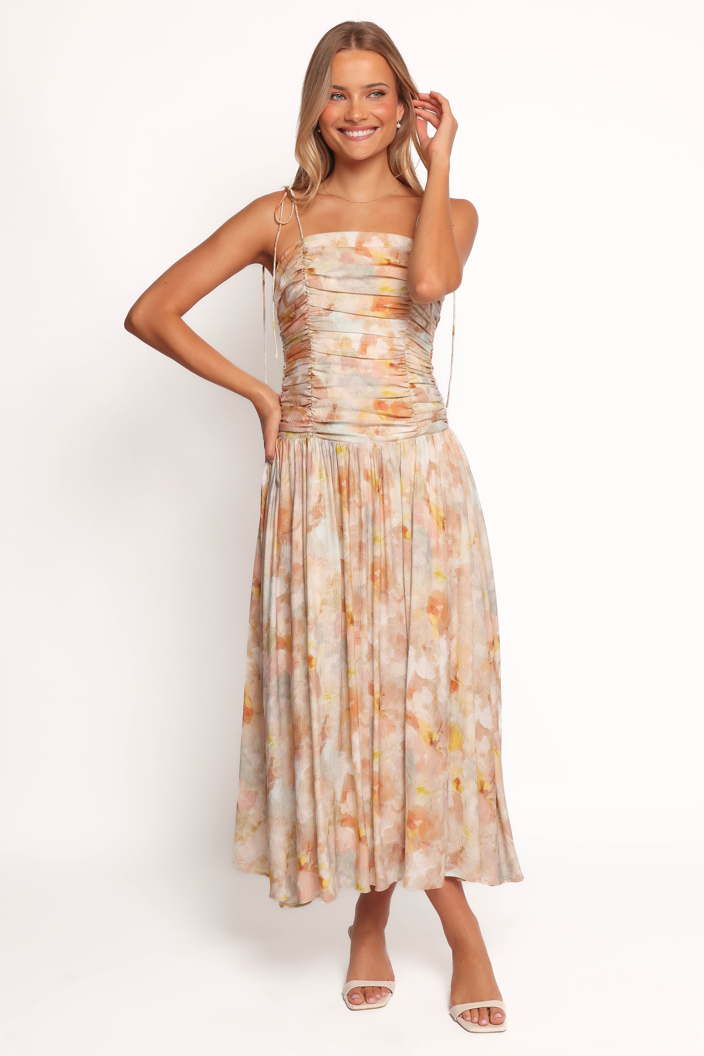 Xiomara Square Neck Maxi Dress with Abstract Print - Polyester