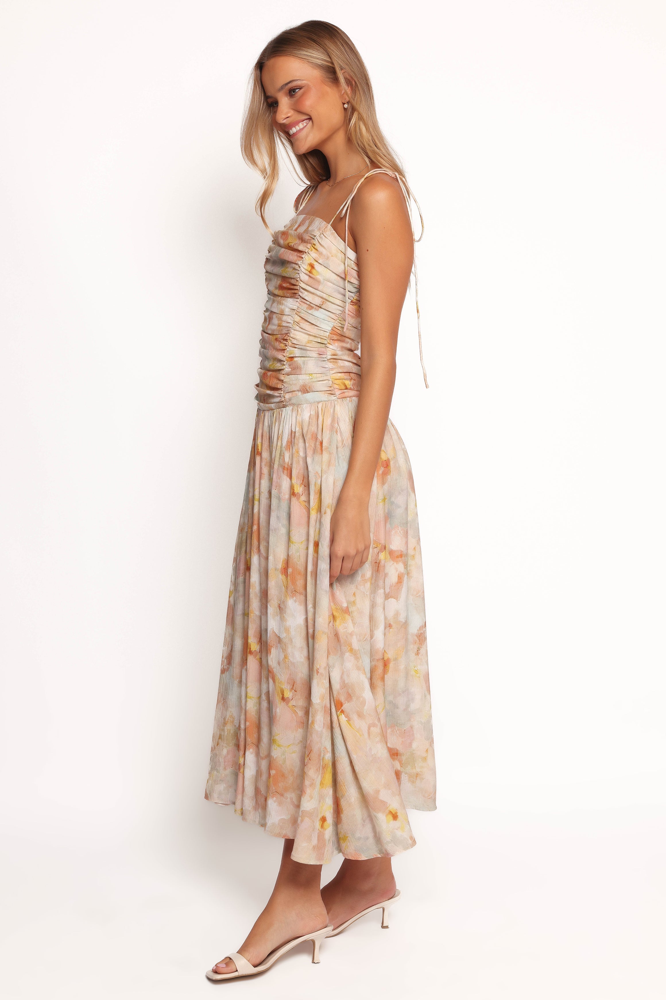 Xiomara Square Neck Maxi Dress with Abstract Print - Polyester