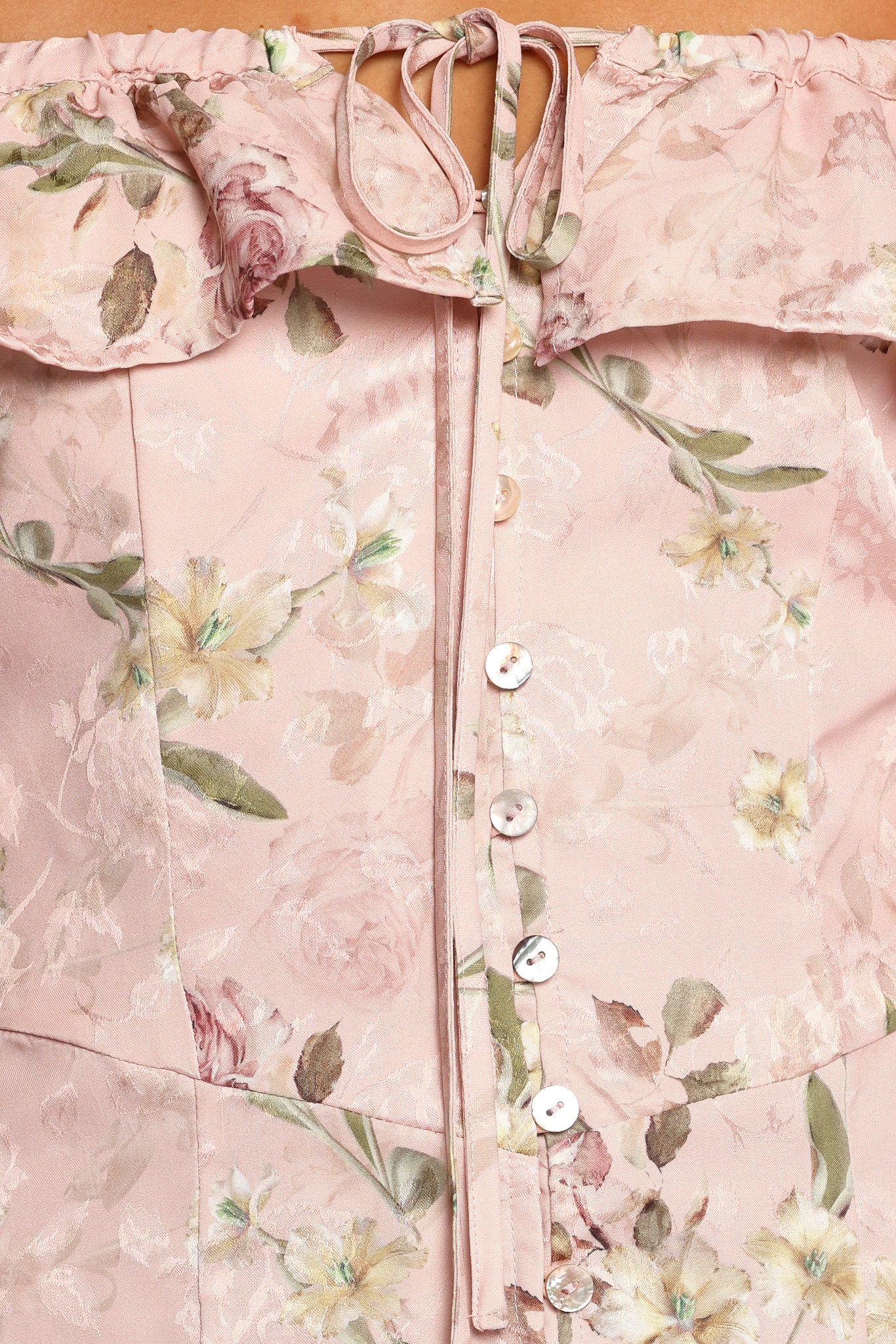 Lauryn Floral Off-Shoulder Midi Dress with Ruffles - Blush Rose