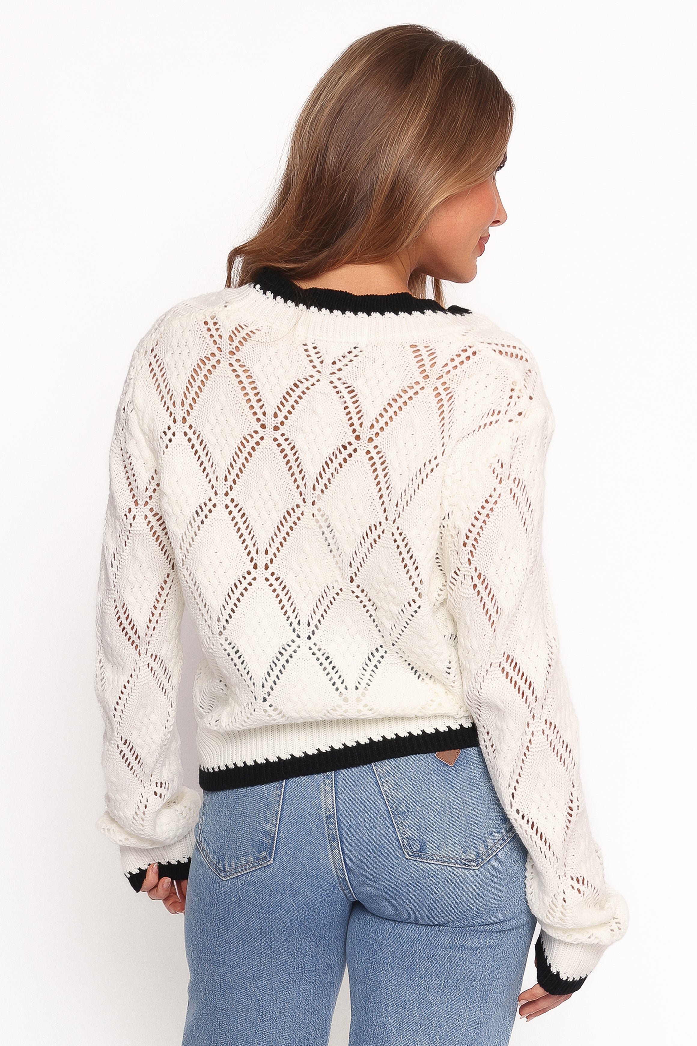 Lainy Bow Tie Cardigan - Cream V-Neck Long Sleeve Open Front