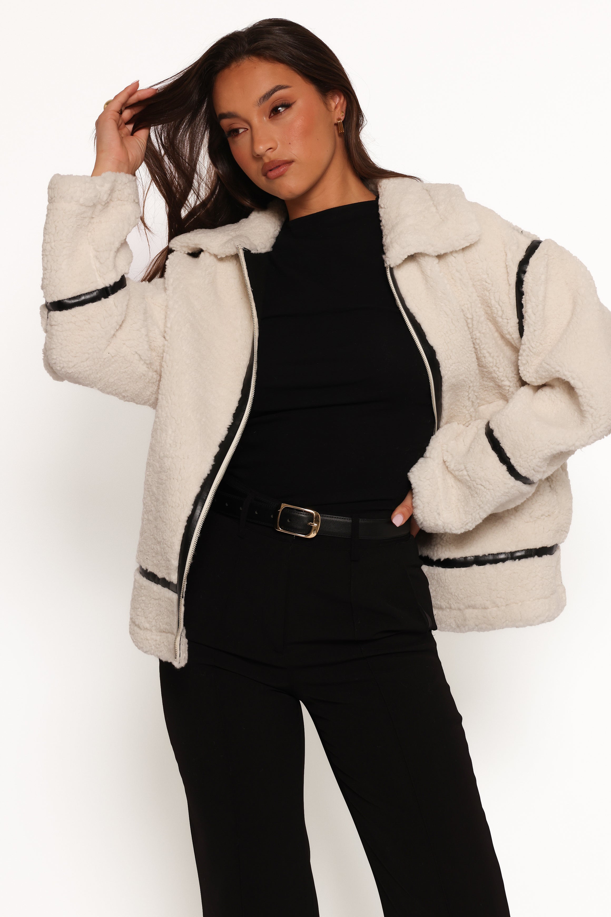 Ricki White Faux Shearling Jacket - Oversized Winter Coat