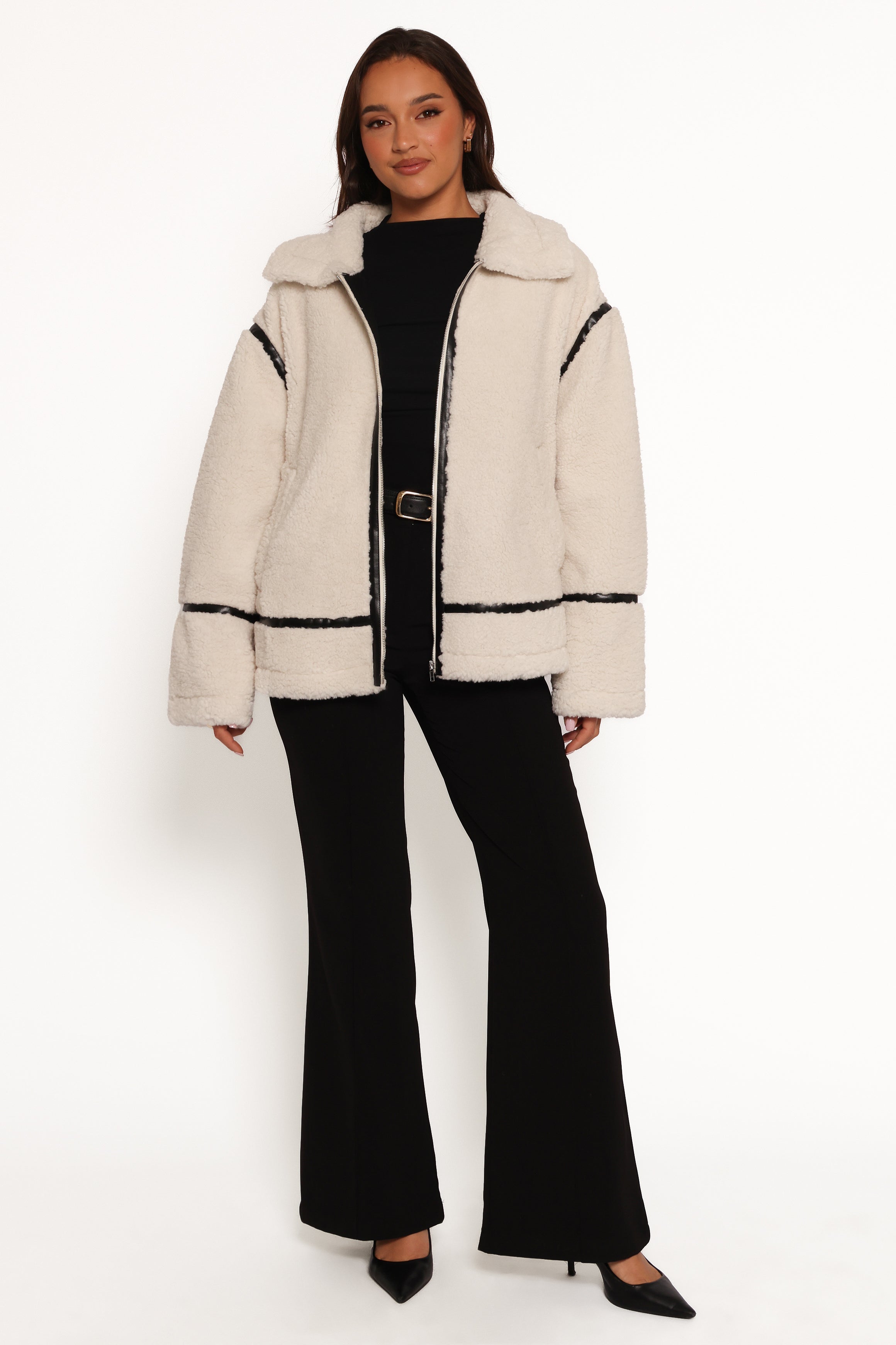 Ricki White Faux Shearling Jacket - Oversized Winter Coat