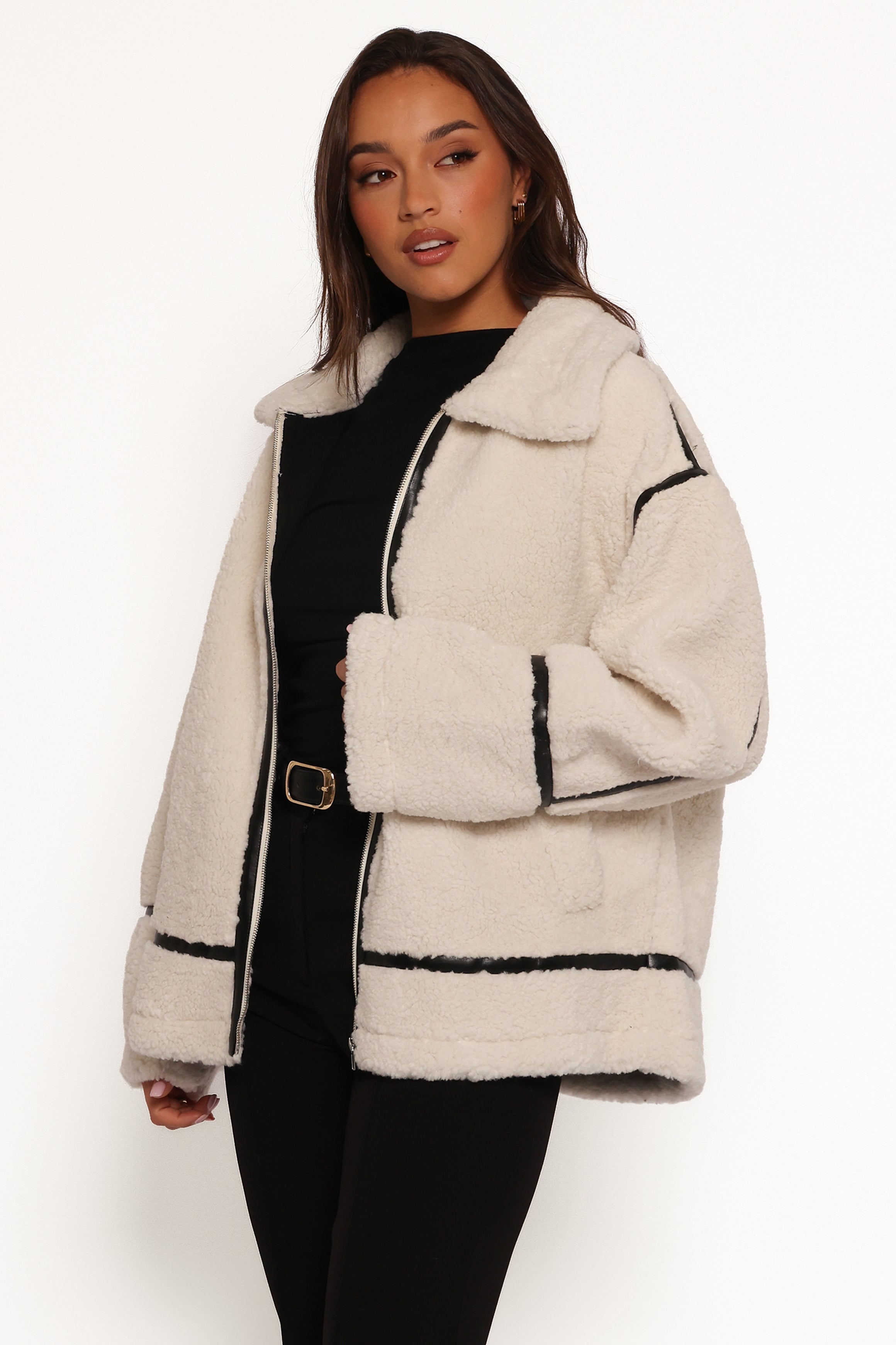 Ricki White Faux Shearling Jacket - Oversized Winter Coat