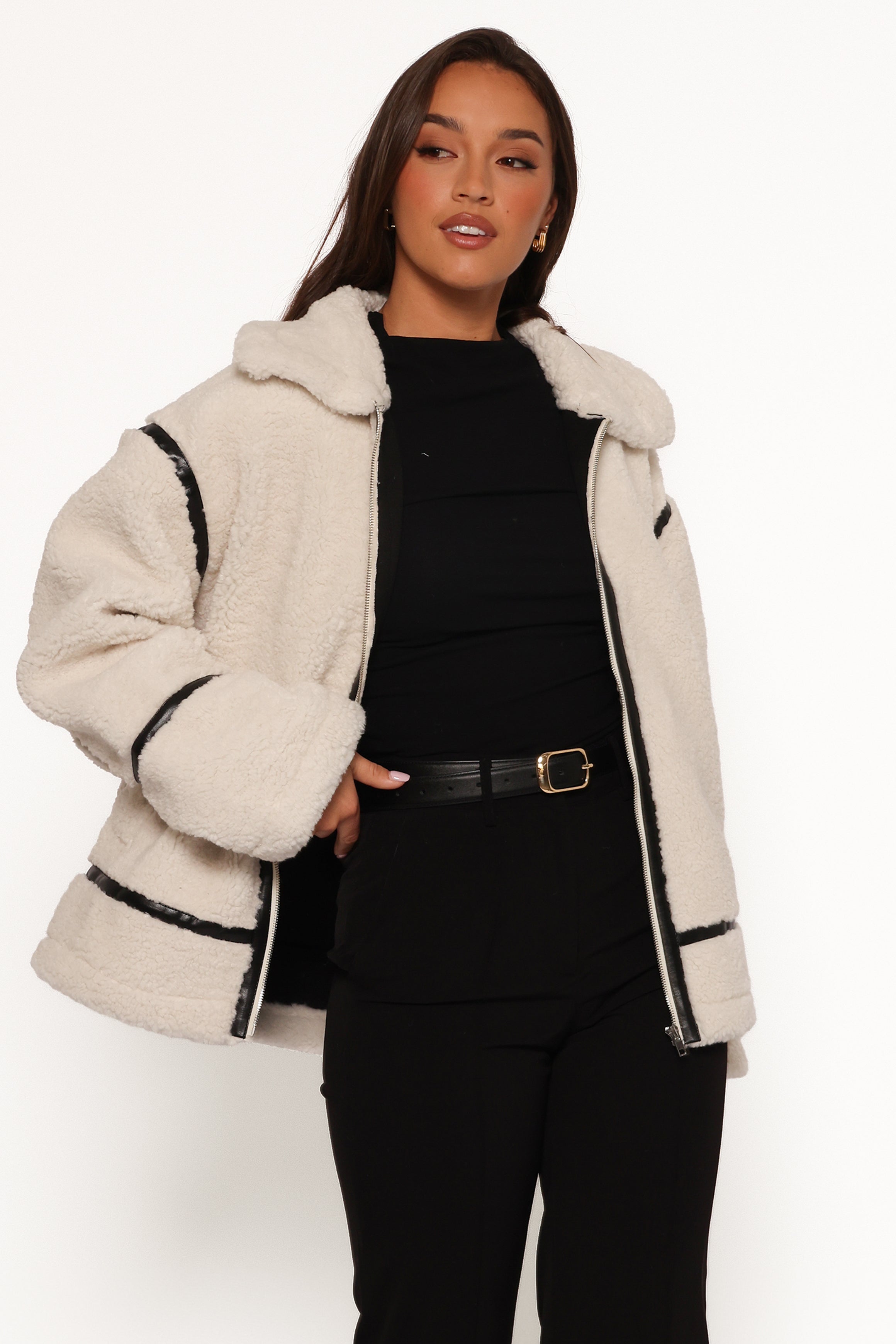 Ricki White Faux Shearling Jacket - Oversized Winter Coat
