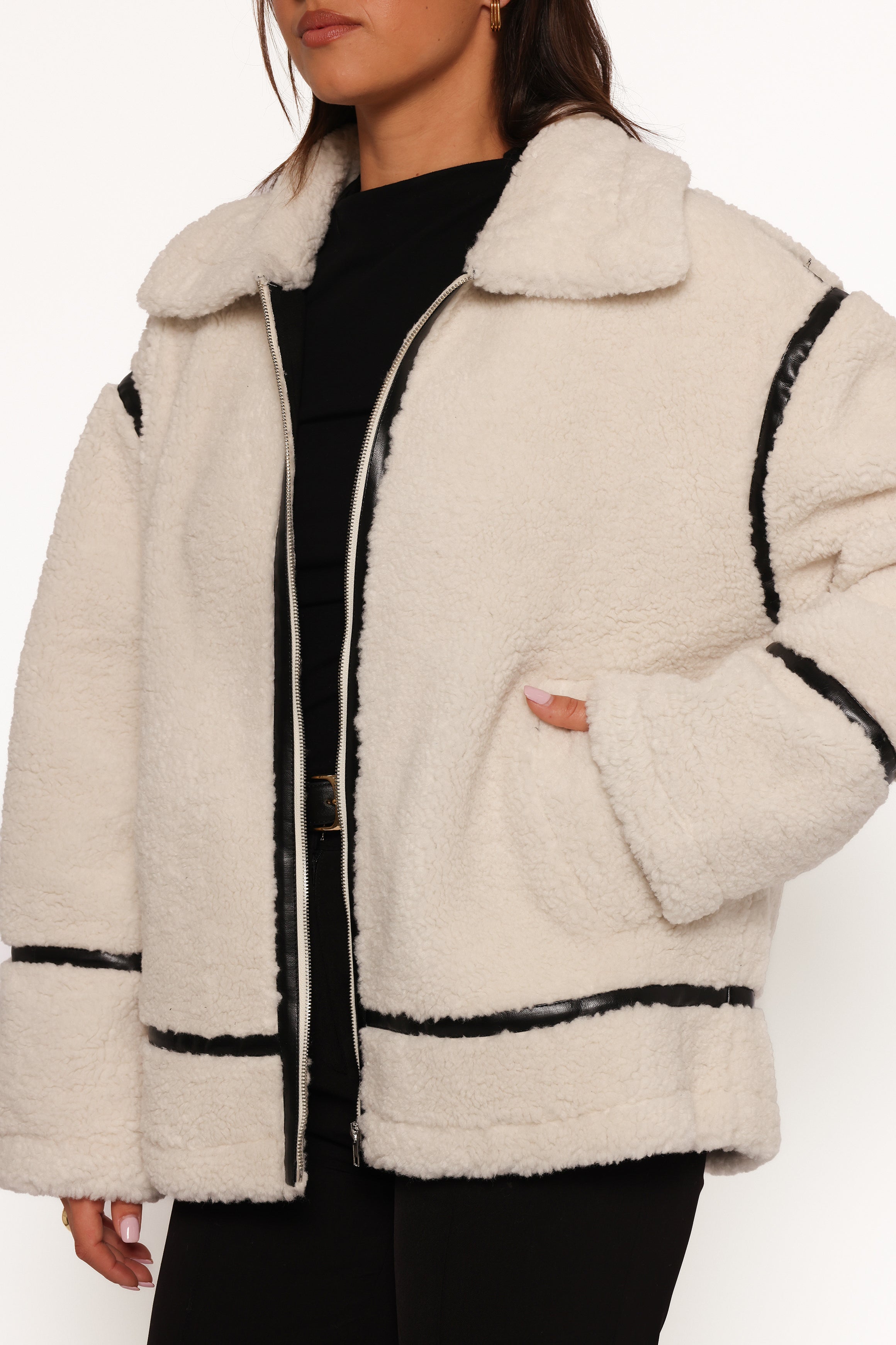 Ricki White Faux Shearling Jacket - Oversized Winter Coat