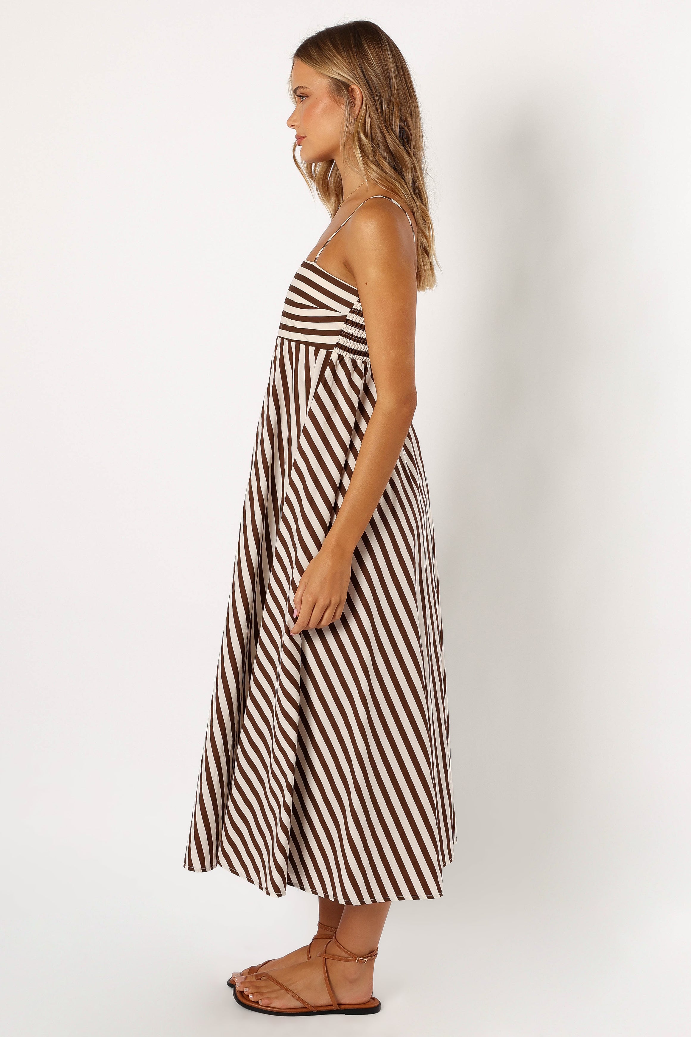 Chocolate Cotton Maxi Dress with Adjustable Straps - Mercury