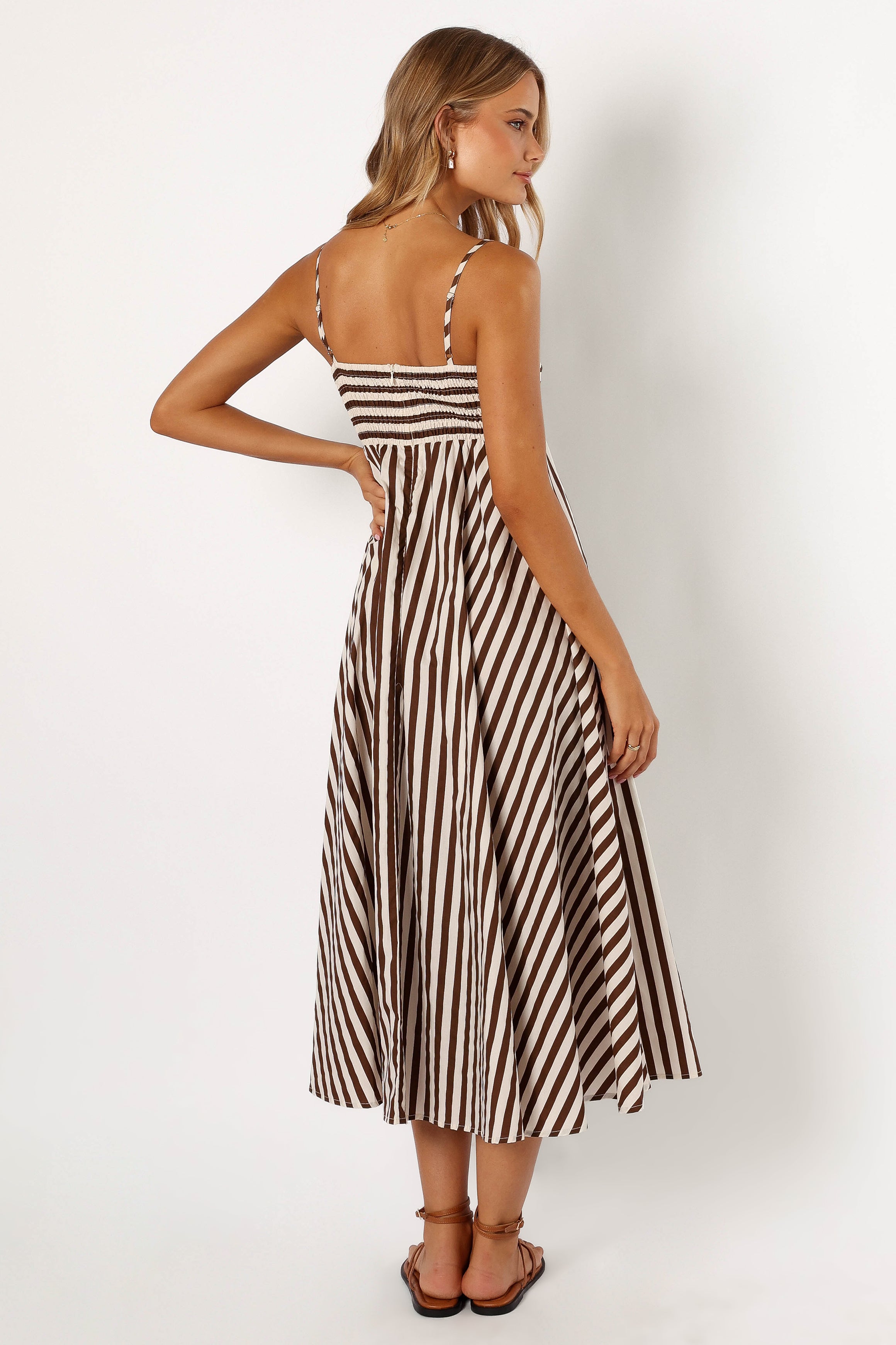 Chocolate Cotton Maxi Dress with Adjustable Straps - Mercury