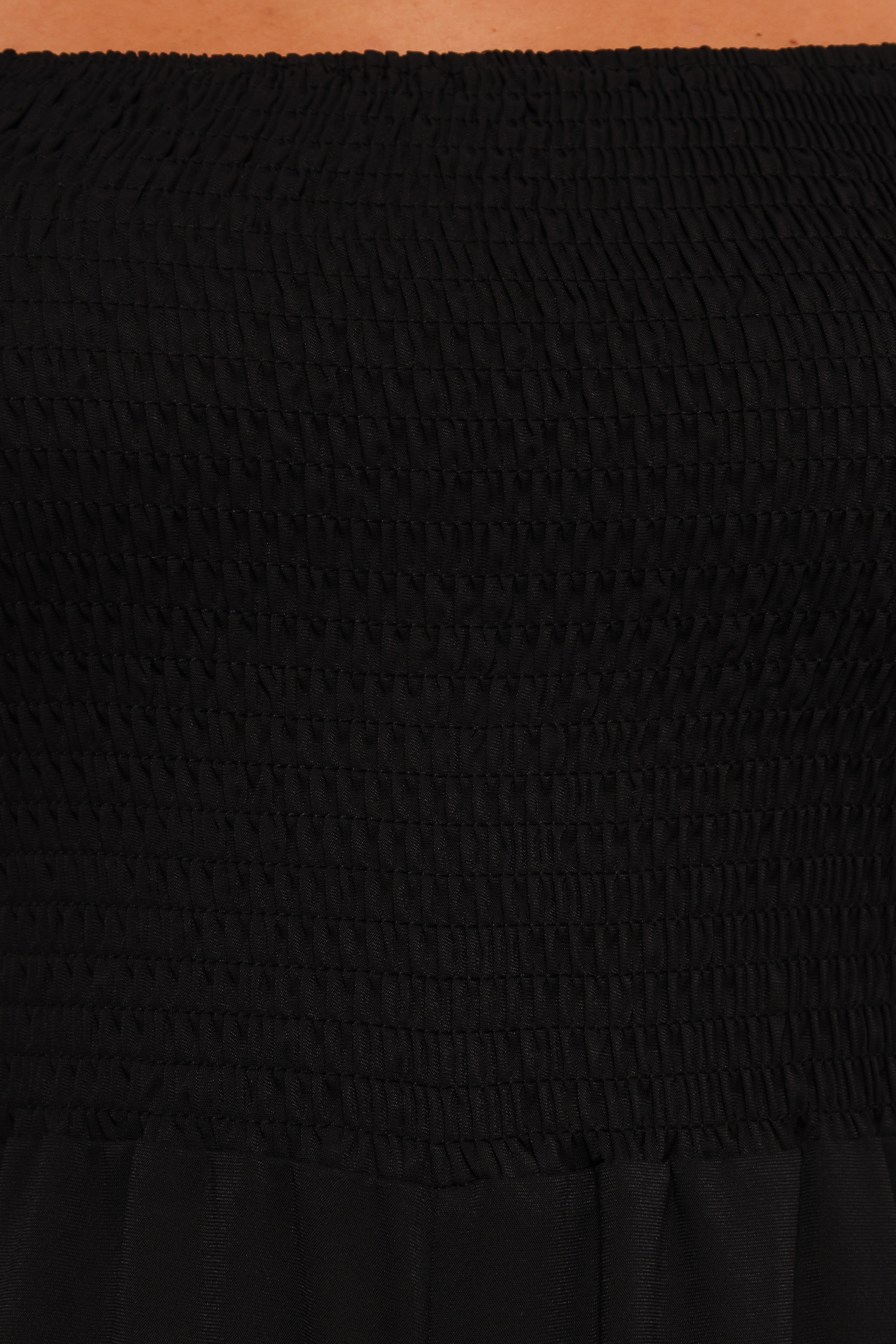Black Jolene Jumpsuit with Side Pockets & Shirred Bodice