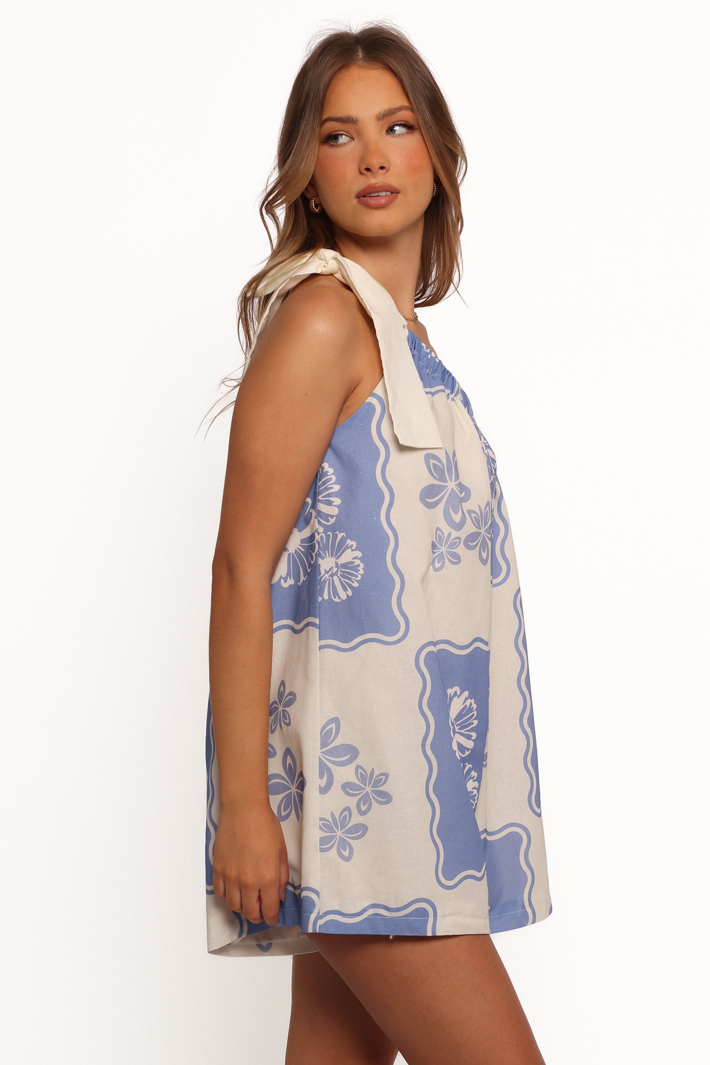 Blue Dahlia One Shoulder Playsuit - Floral Print Romper by Shanice