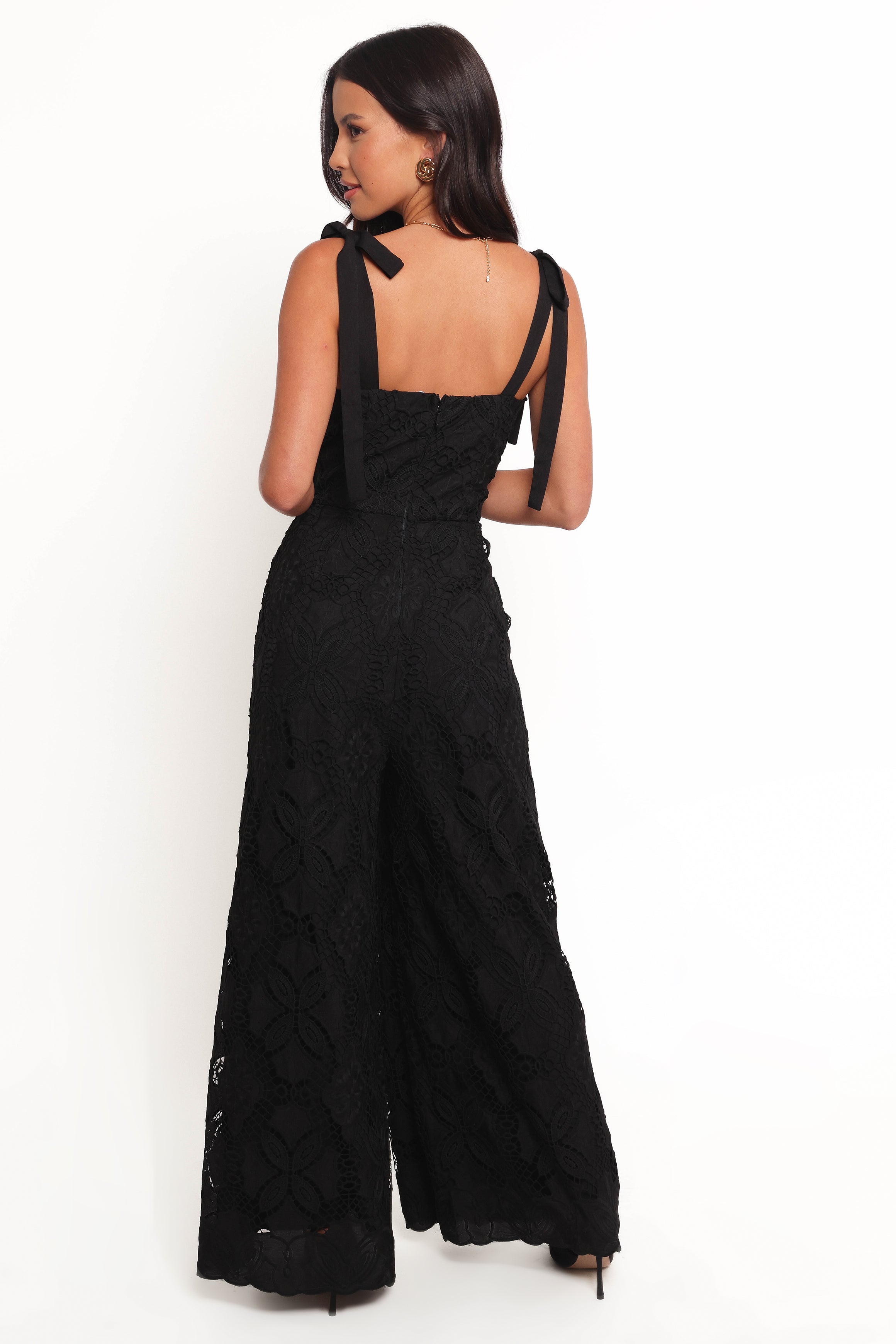Black Raya Jumpsuit with Sweetheart Neckline & Pockets