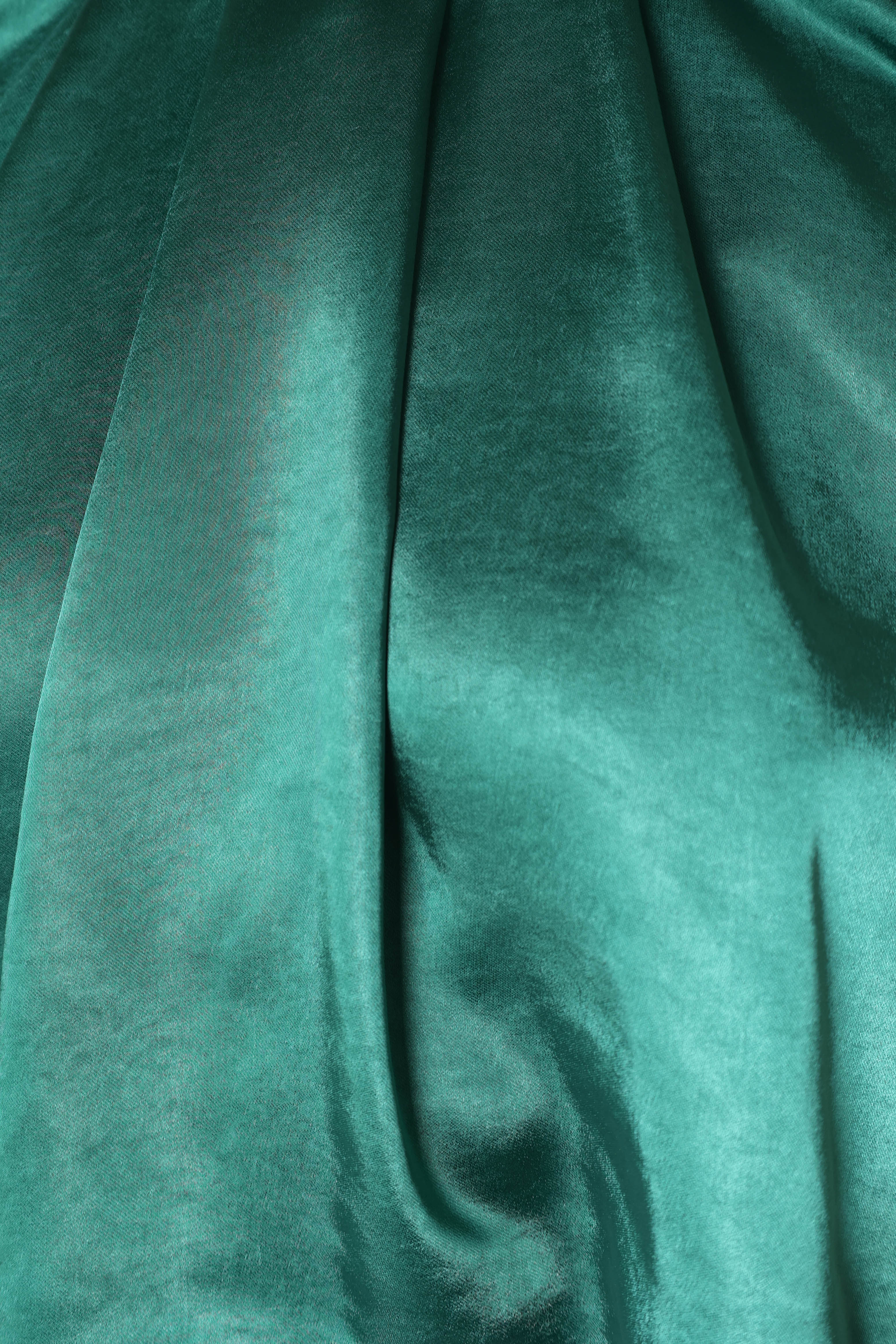 Teal Green Phoebe Satin Short Set - Halter Neck & High Waist