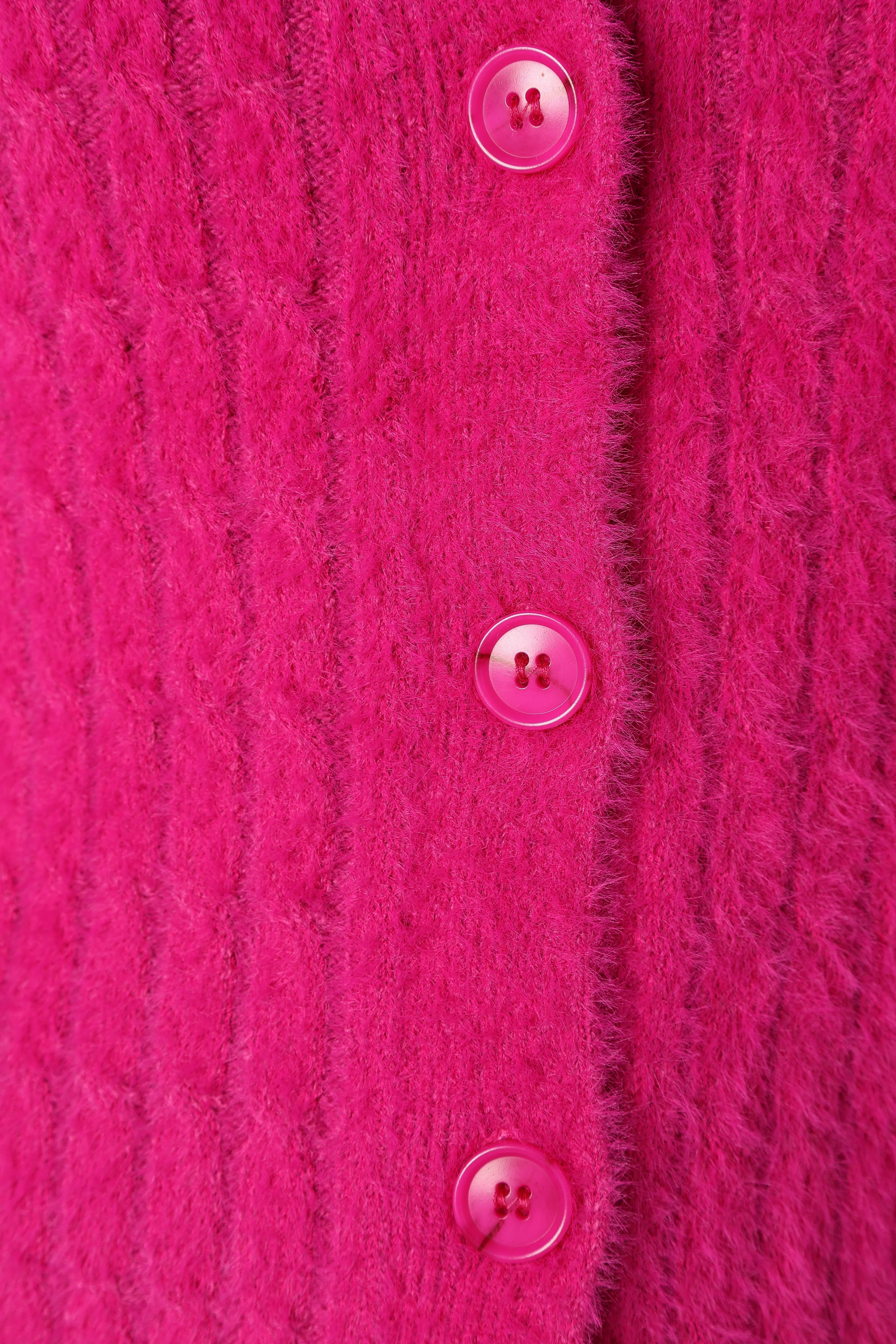 Women's Magenta Button Front Cardigan - Soft Knit Long Sleeve