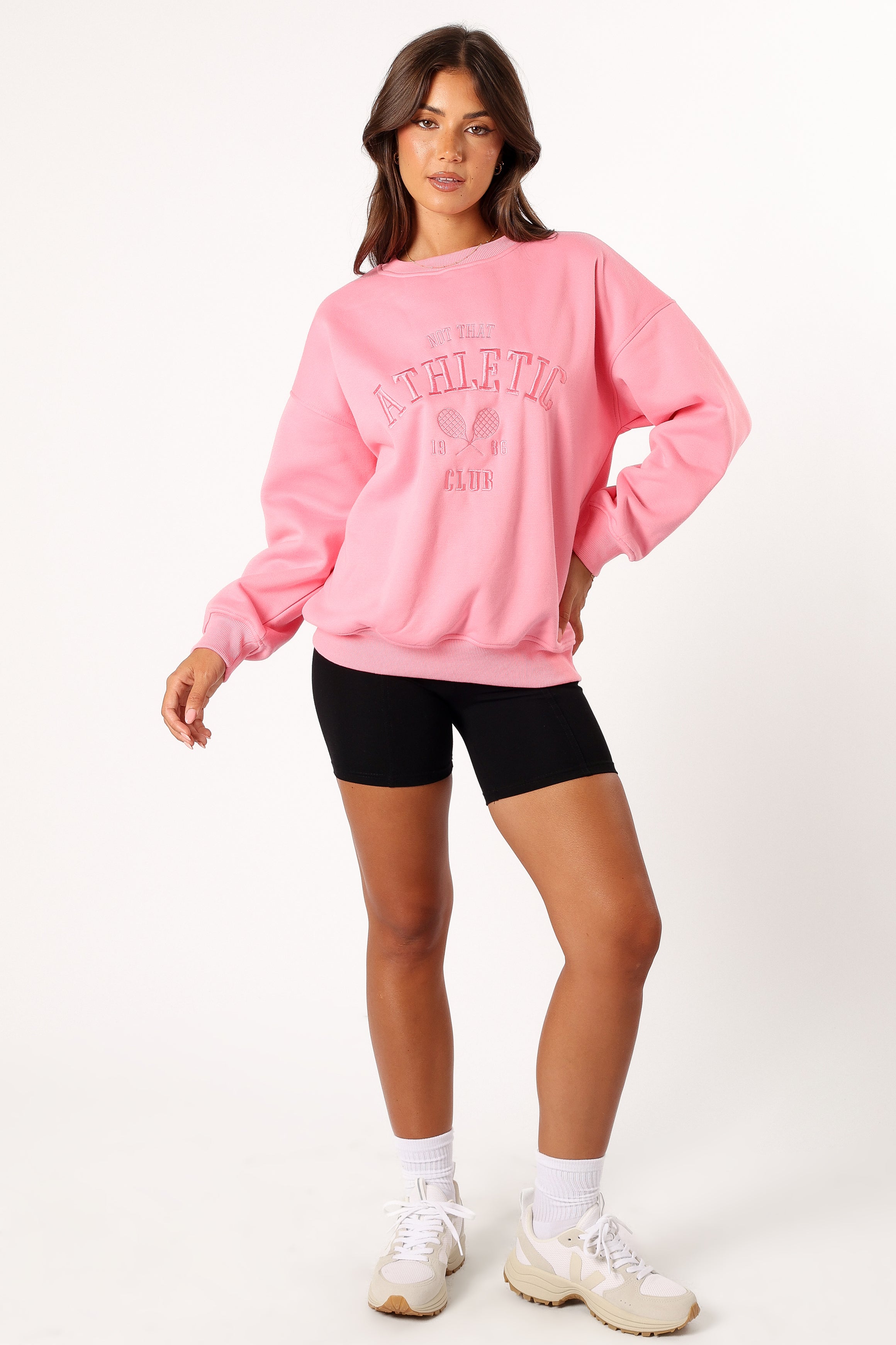 Cora Women's Pink Athletic Sweatshirt - Cozy Crewneck Pullover