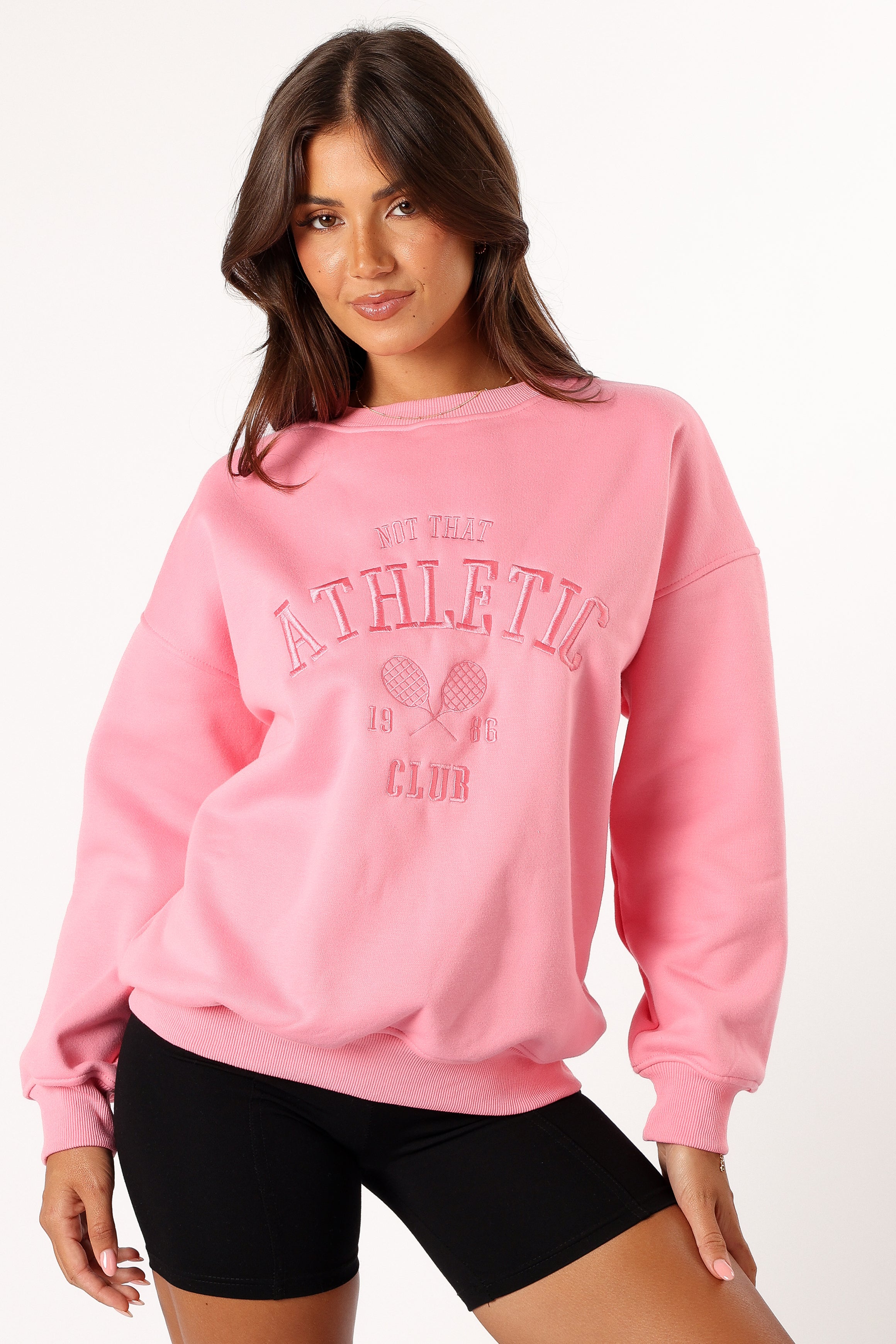 Cora Women's Pink Athletic Sweatshirt - Cozy Crewneck Pullover