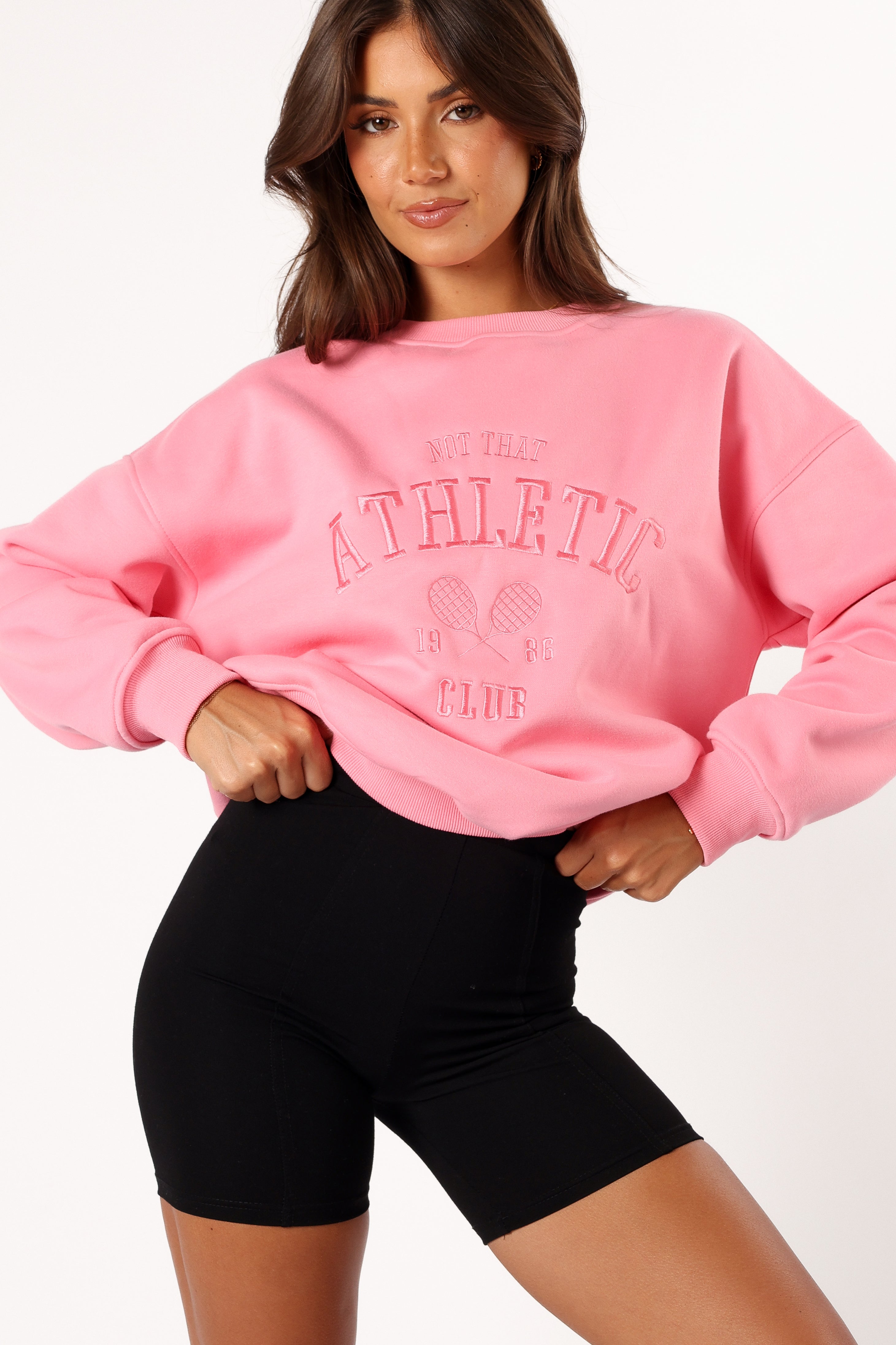 Cora Women's Pink Athletic Sweatshirt - Cozy Crewneck Pullover