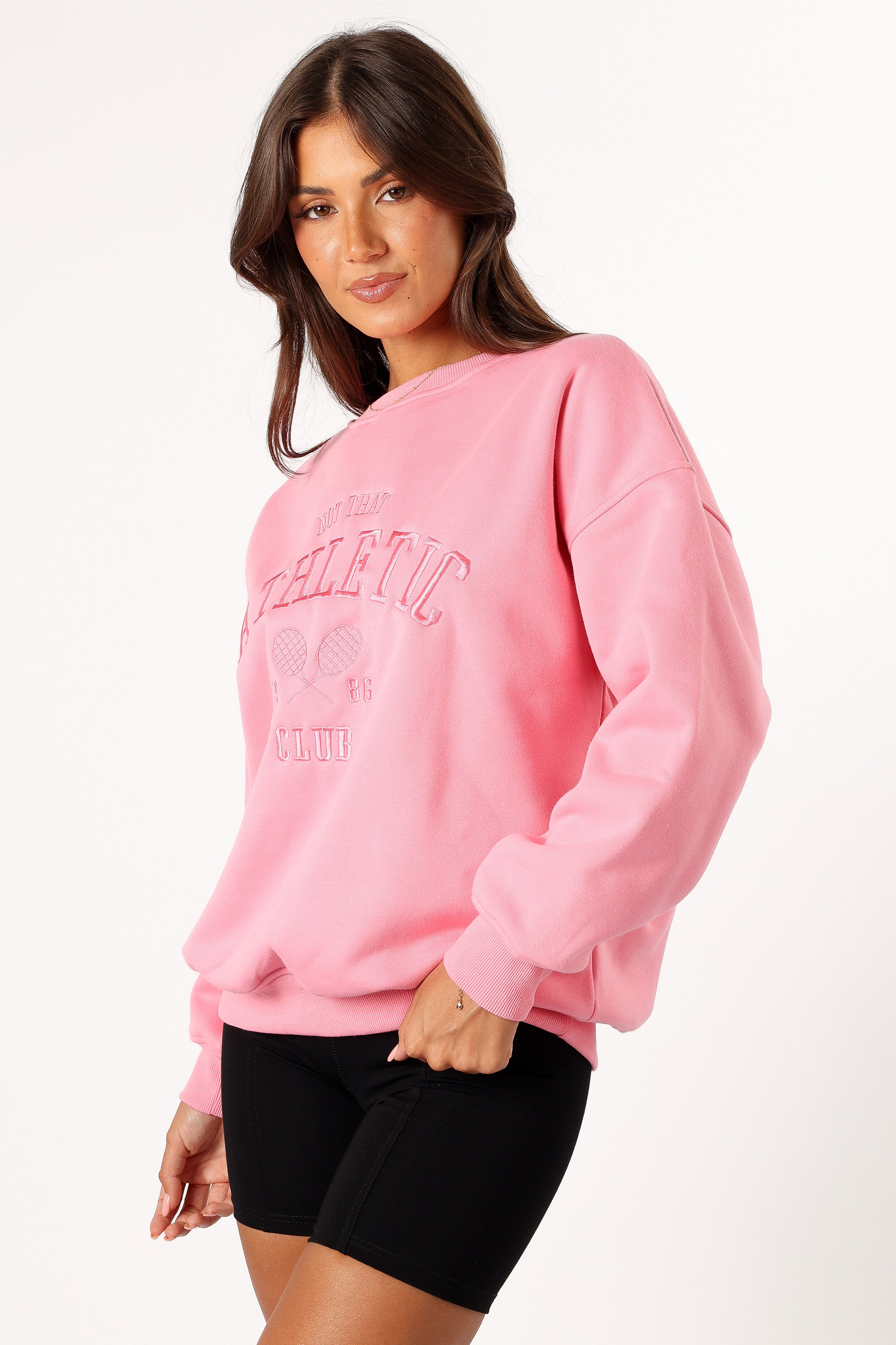 Cora Women's Pink Athletic Sweatshirt - Cozy Crewneck Pullover