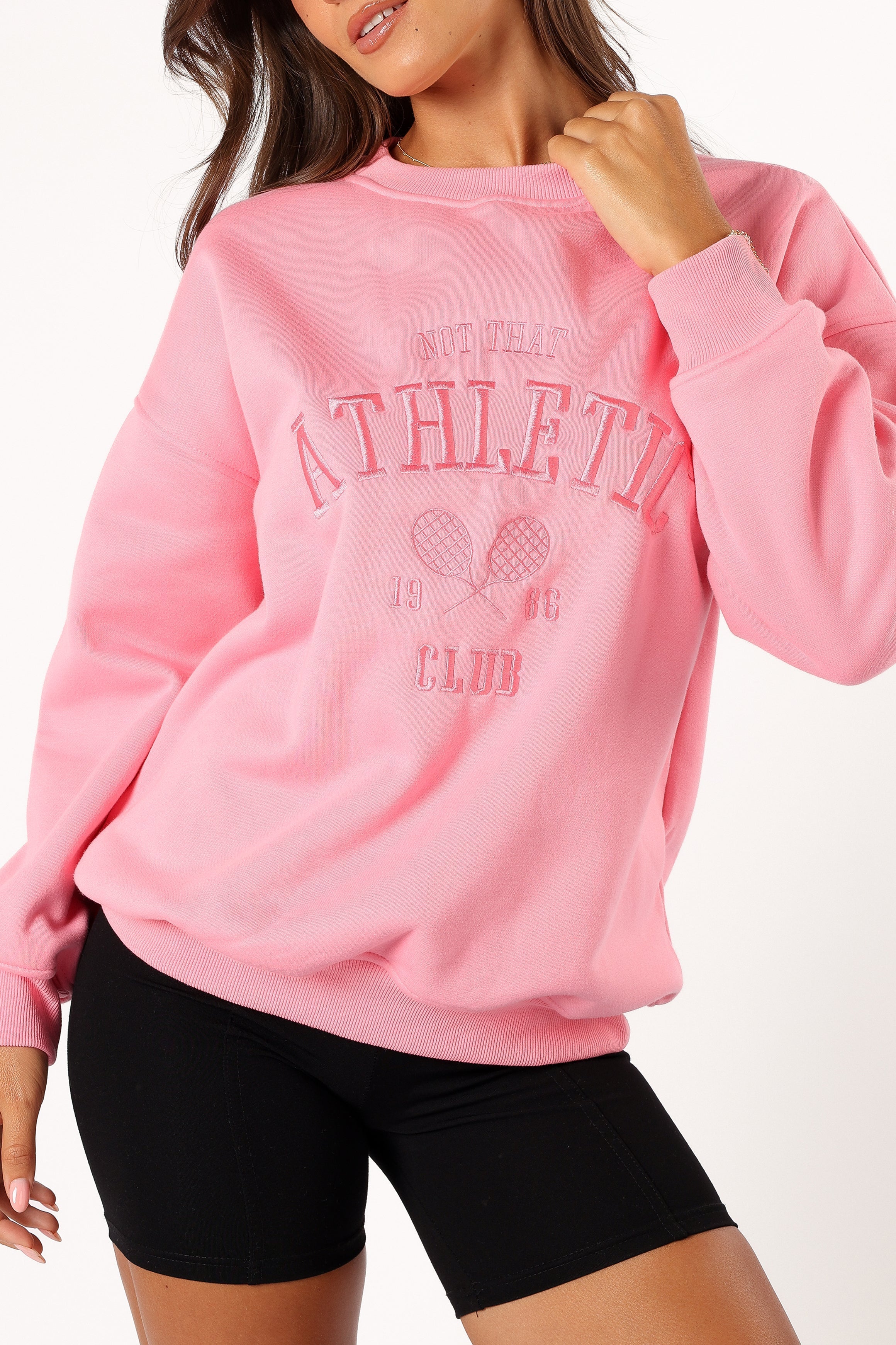 Cora Women's Pink Athletic Sweatshirt - Cozy Crewneck Pullover