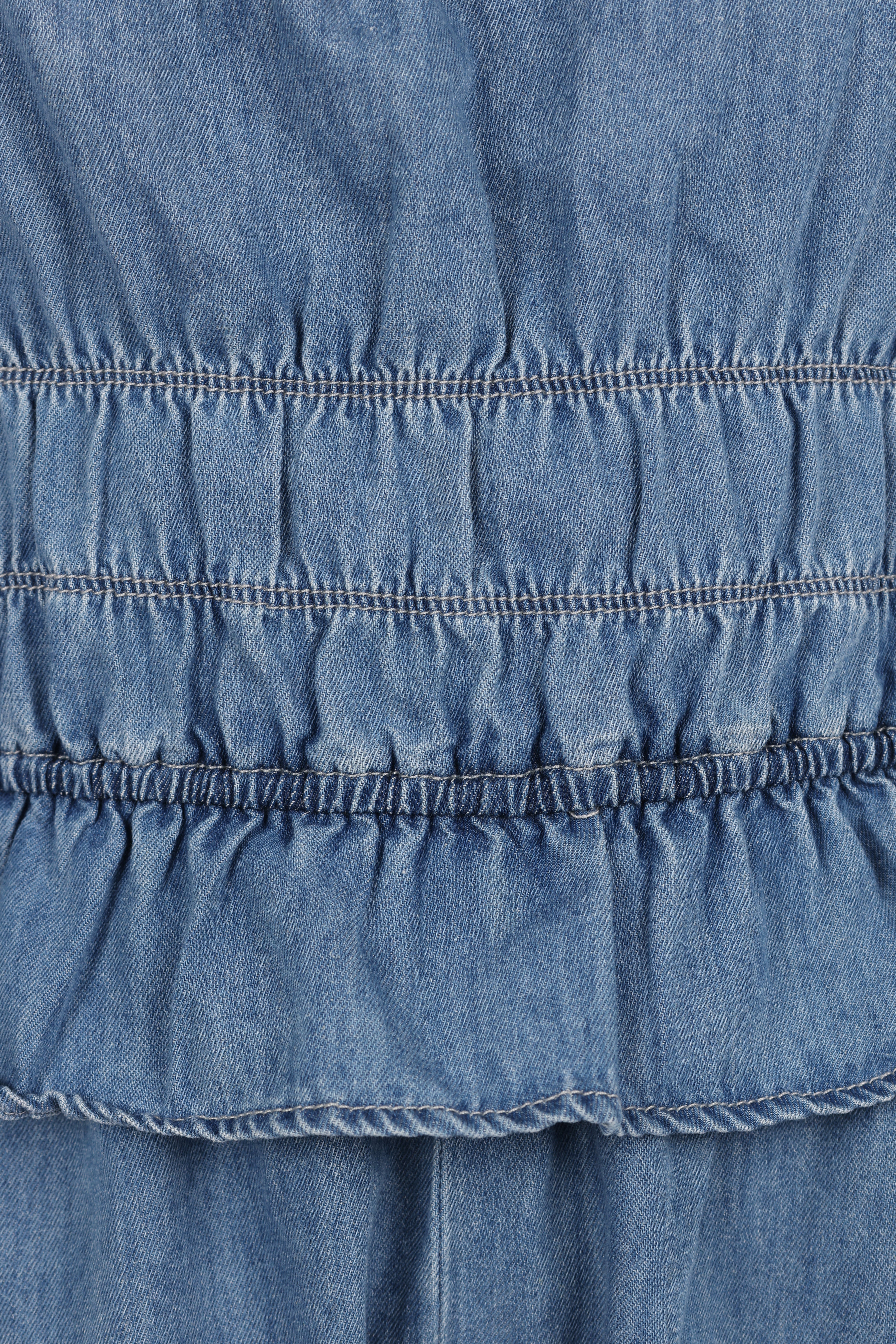 Light Indigo Denim Romper with Adjustable Straps - Miller