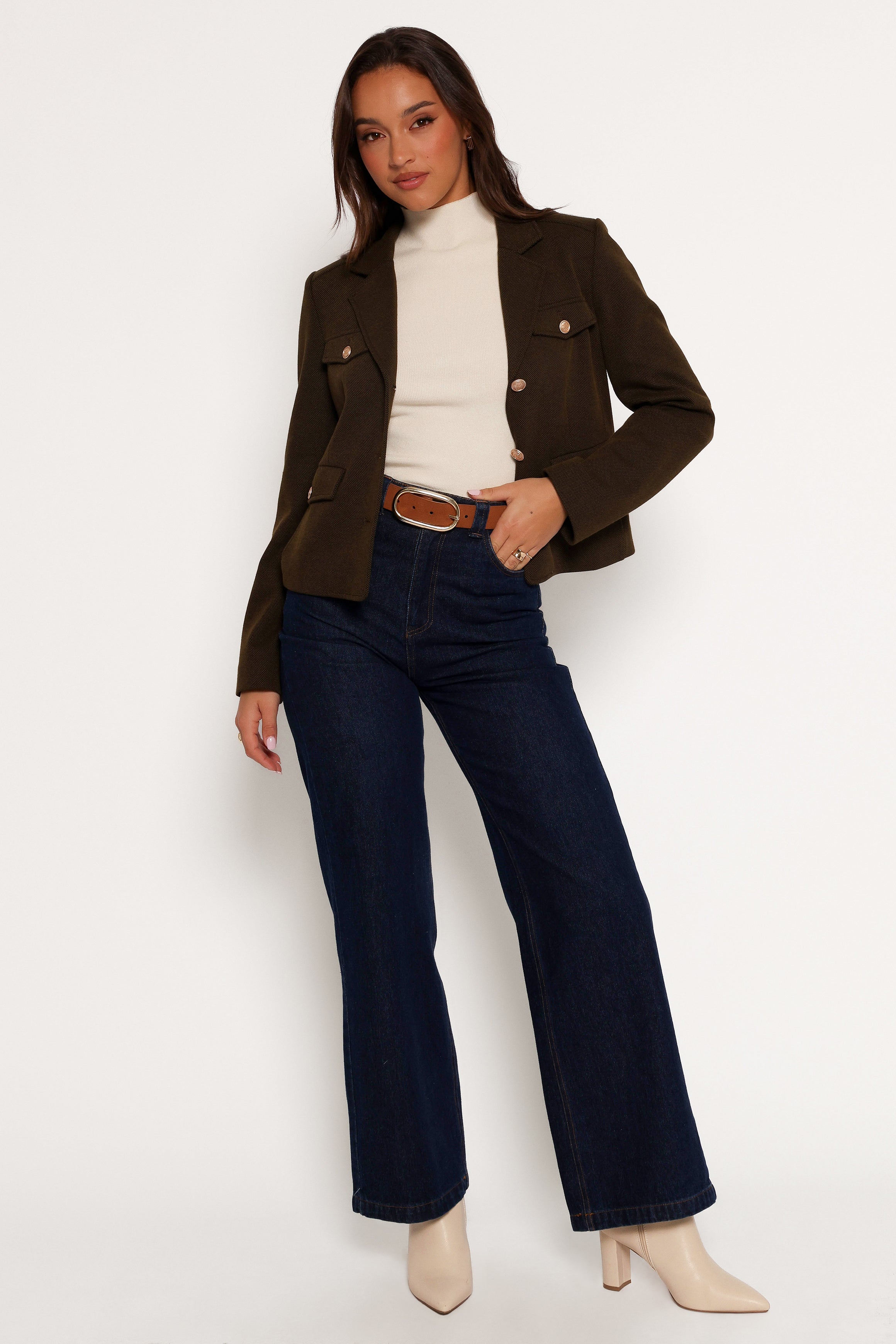 Olive Bandit Long Sleeve Button Down Jacket - Polyester Cotton Blend