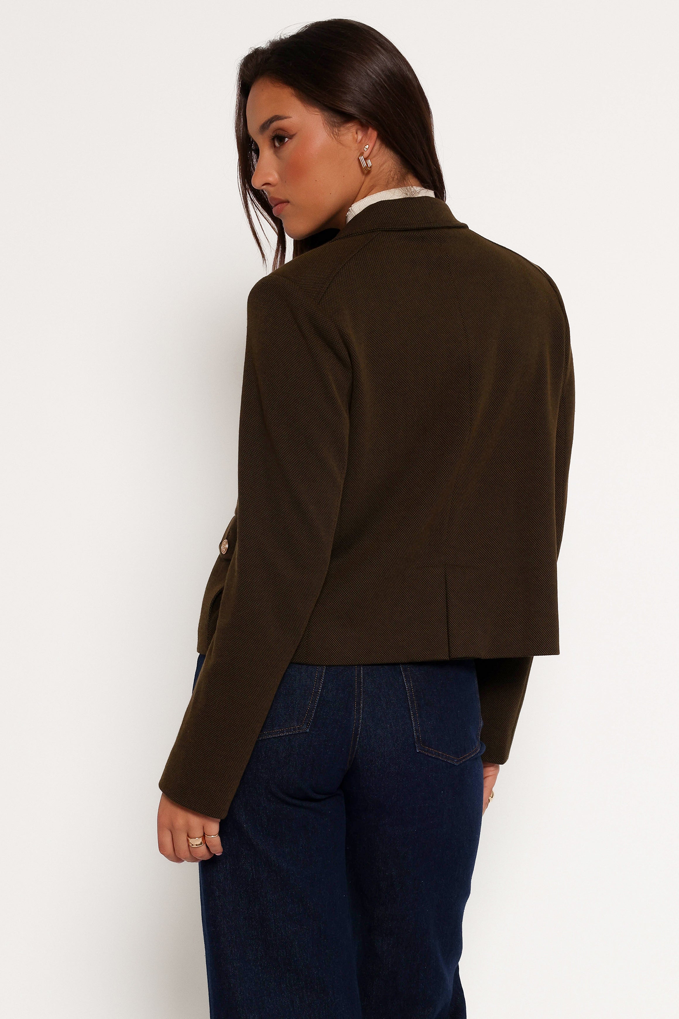 Olive Bandit Long Sleeve Button Down Jacket - Polyester Cotton Blend