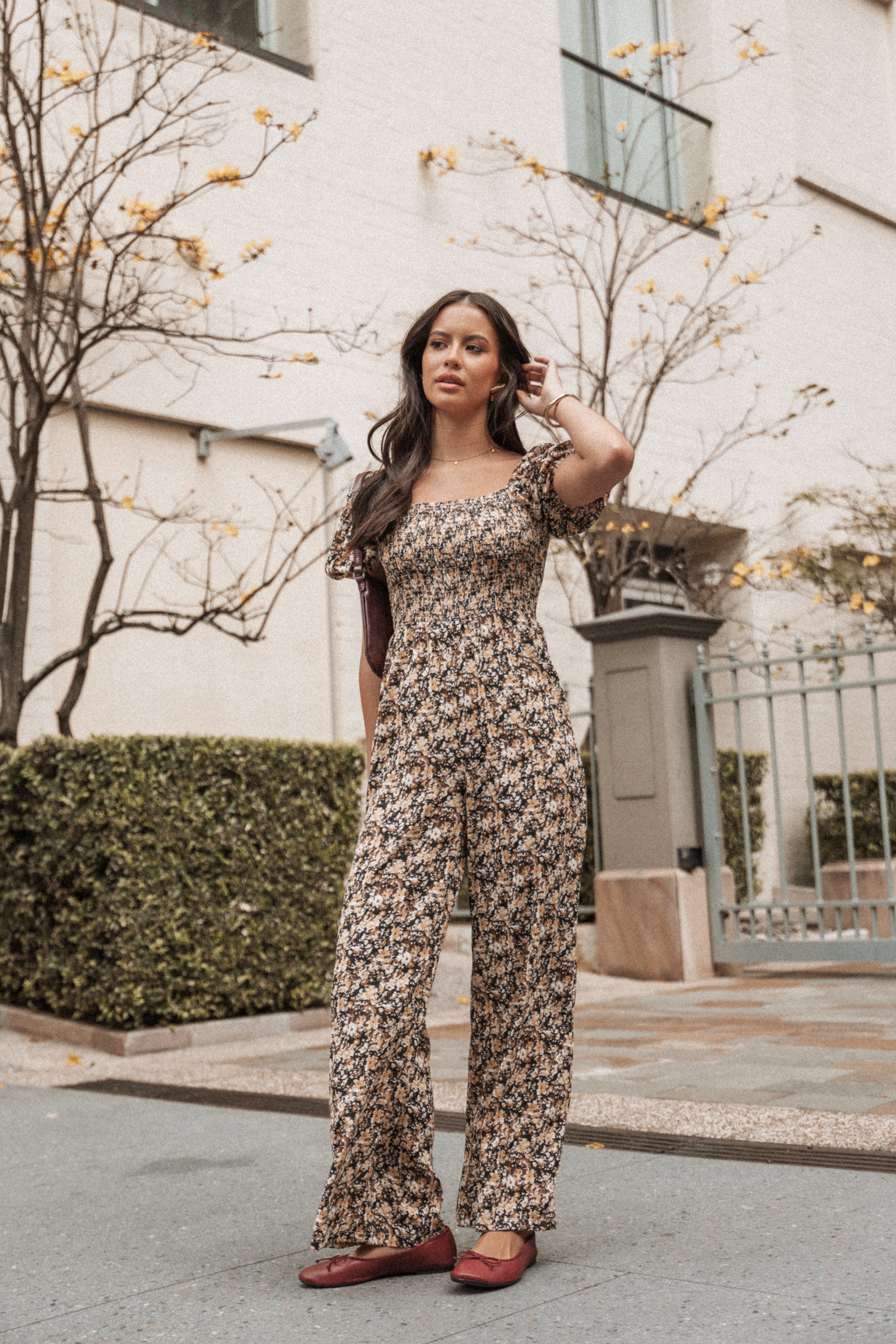 Floral Jumpsuit for Women - Jolene Black Ditsy Print with Pockets