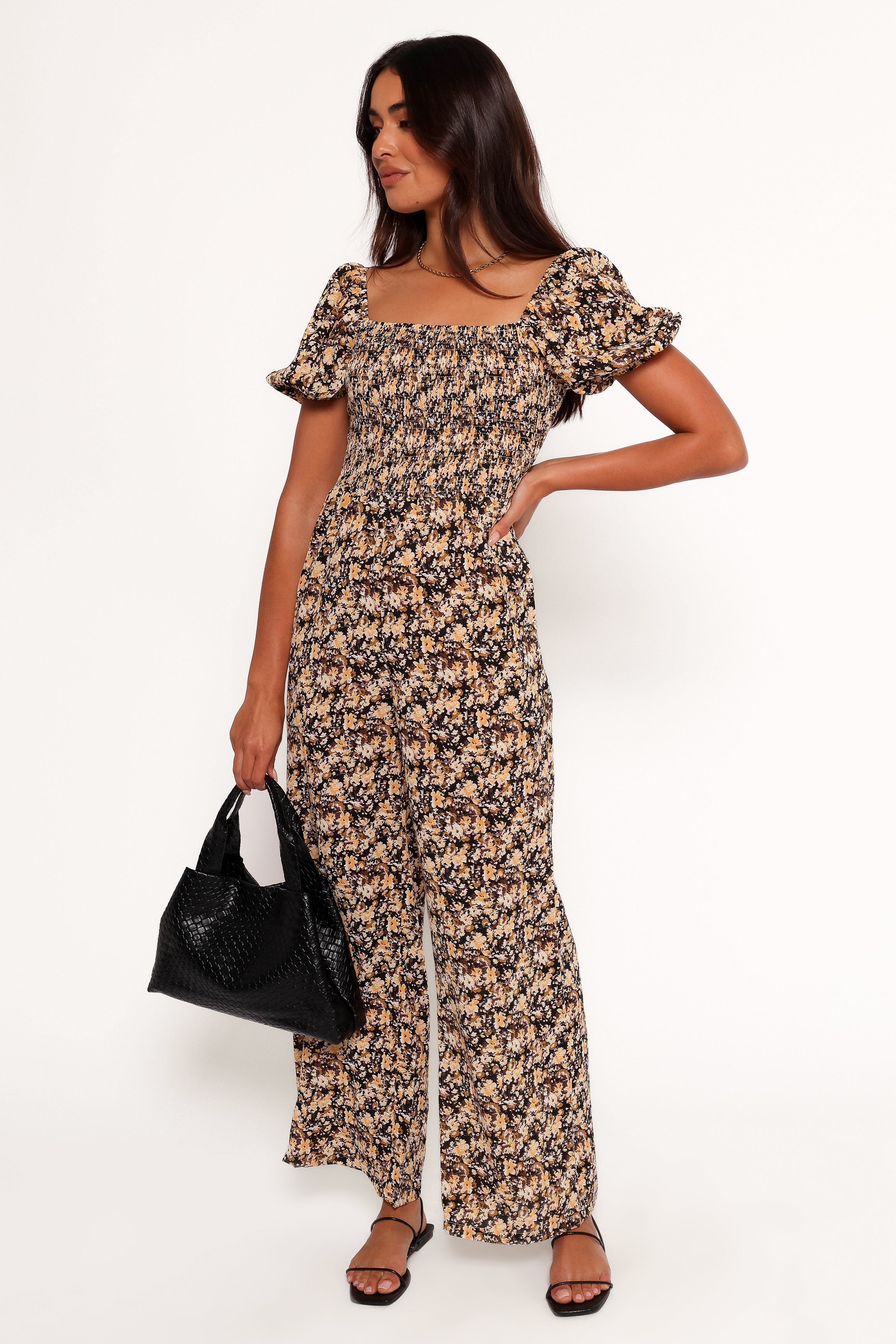 Floral Jumpsuit for Women - Jolene Black Ditsy Print with Pockets