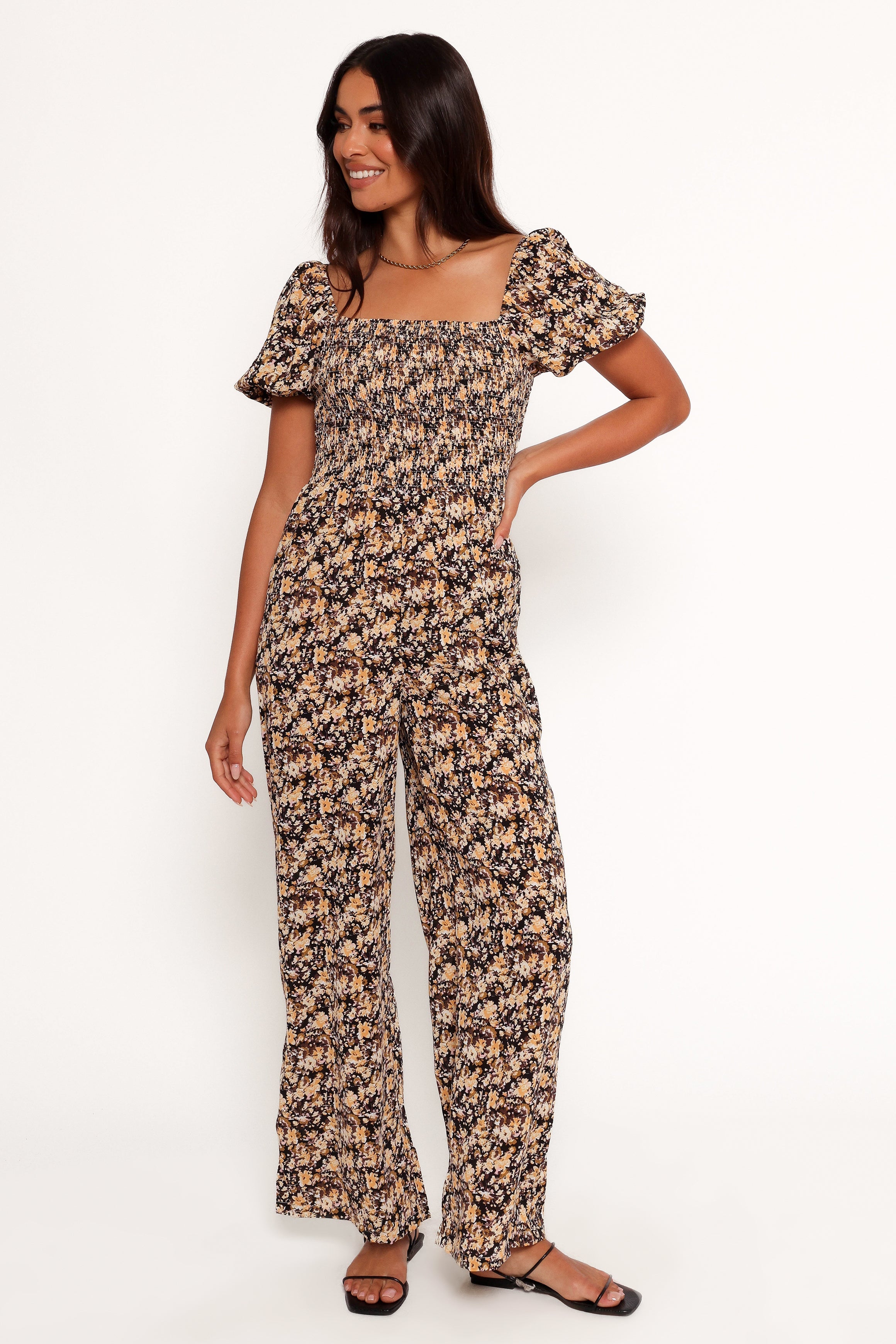 Floral Jumpsuit for Women - Jolene Black Ditsy Print with Pockets