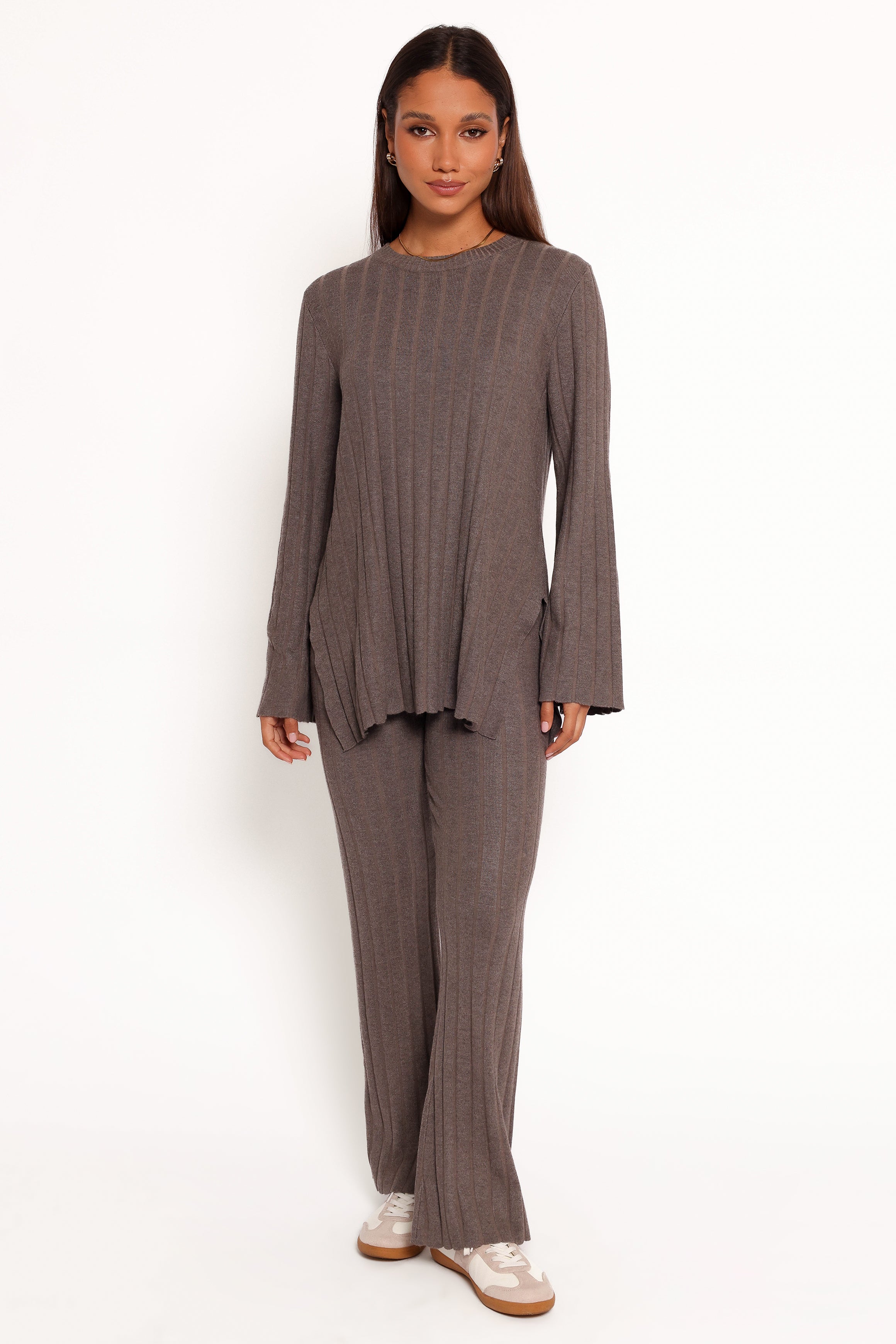 Silvie Knitted Top & Pant Set - Charcoal Grey Lounge Wear