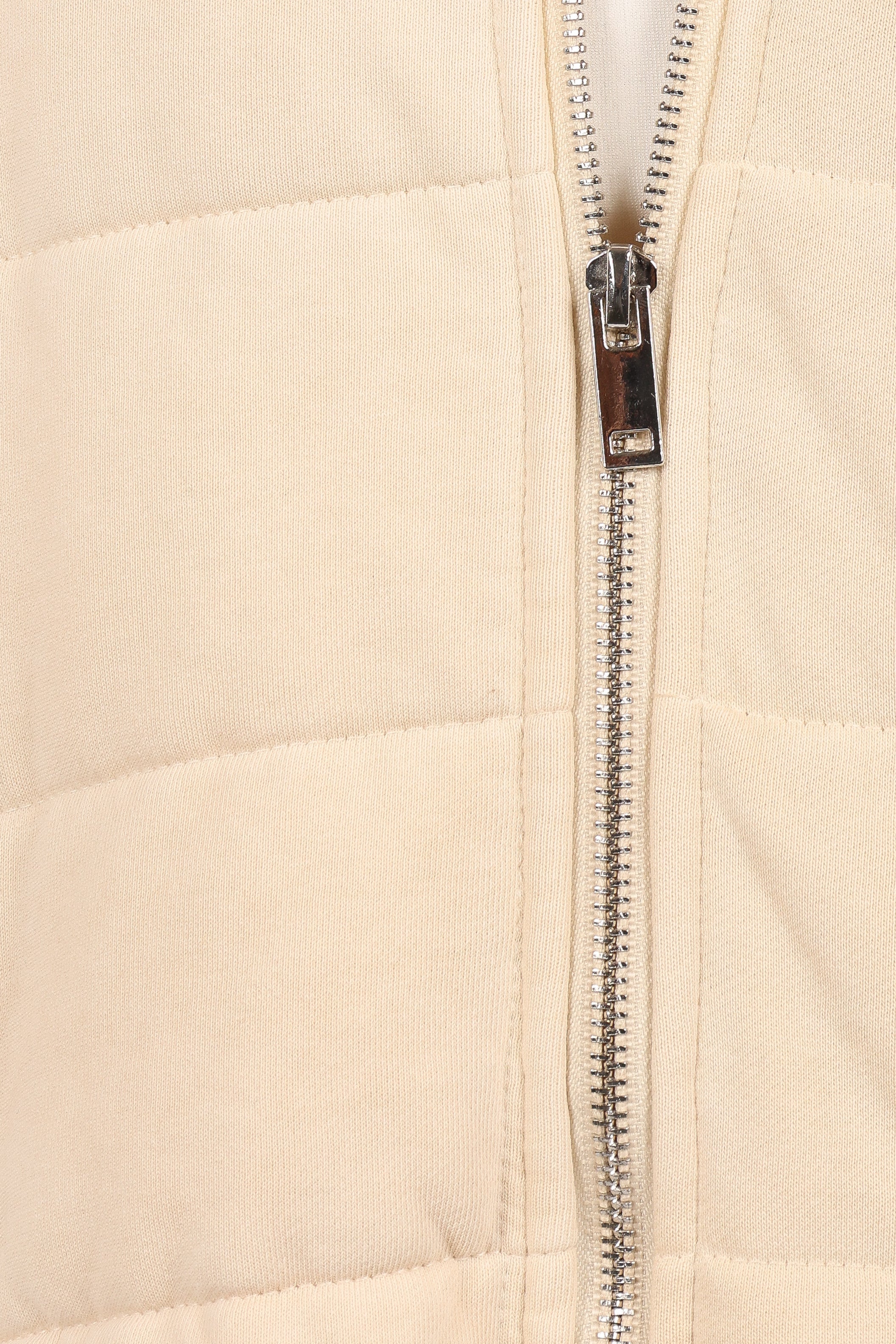 Cream Alegra Quilted Jacket - Cotton Blend Mock Neck Coat