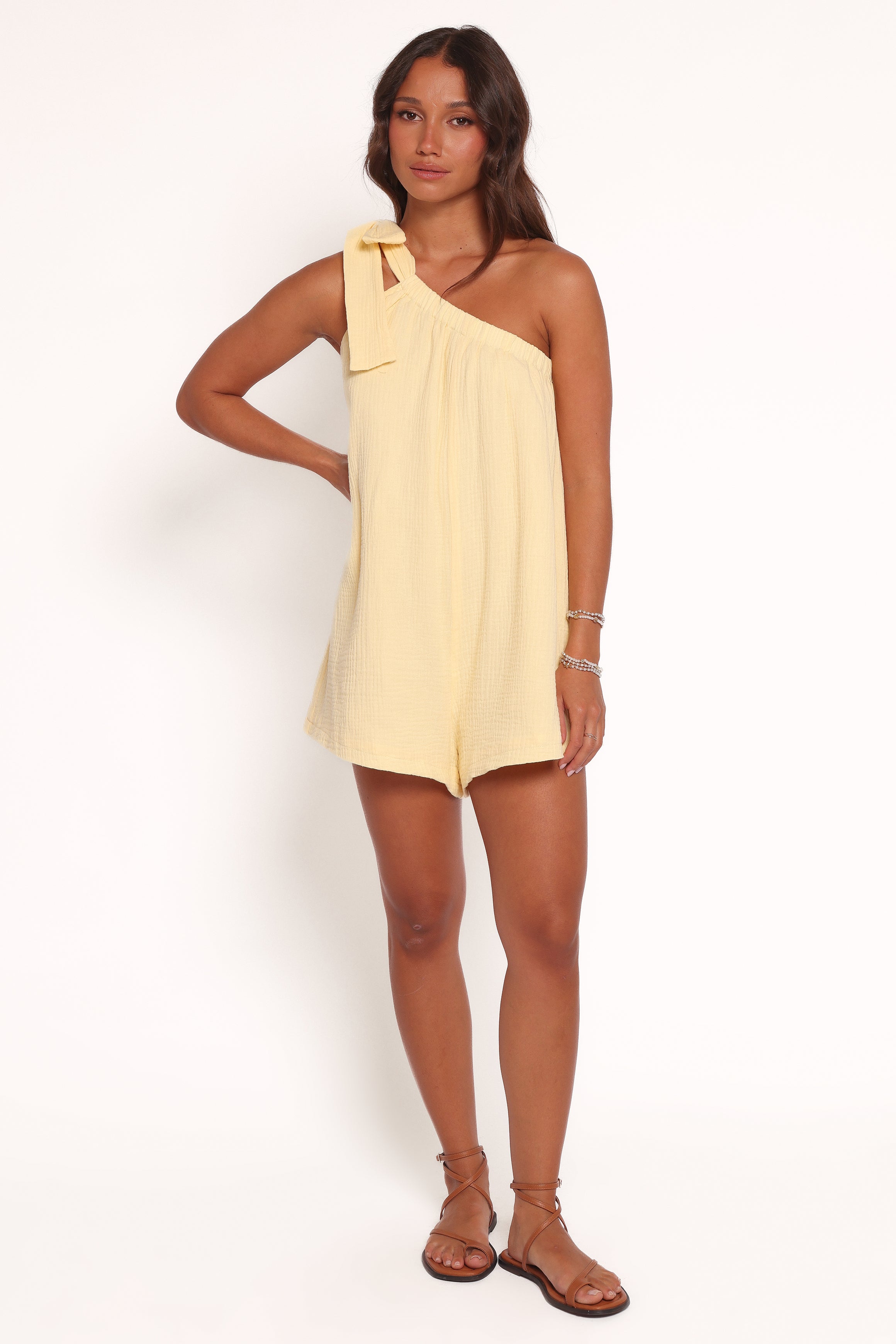 Miffy Yellow One Shoulder Cotton Romper for Summer