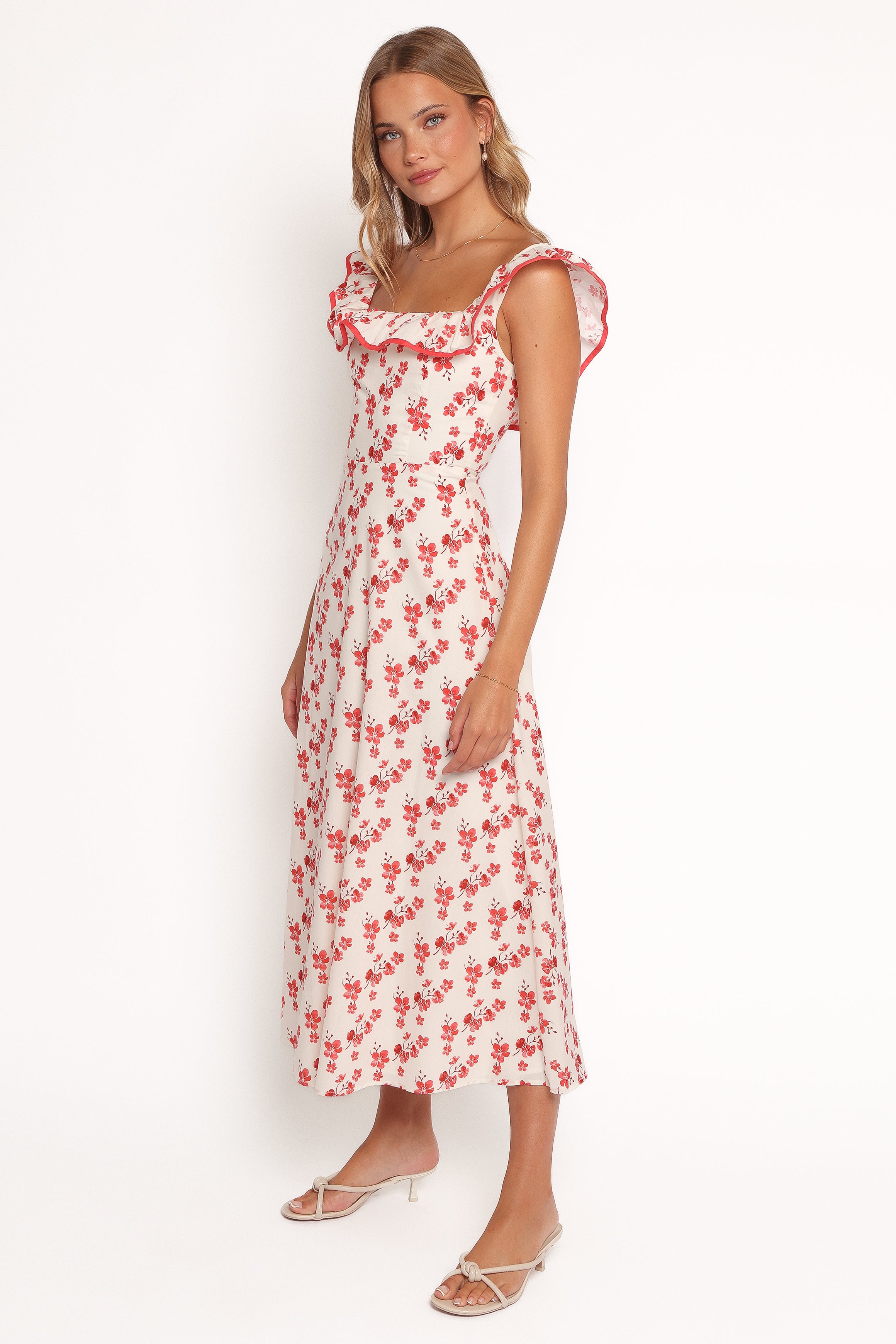 Lucille Floral Maxi Dress with Square Neckline & Back Tie
