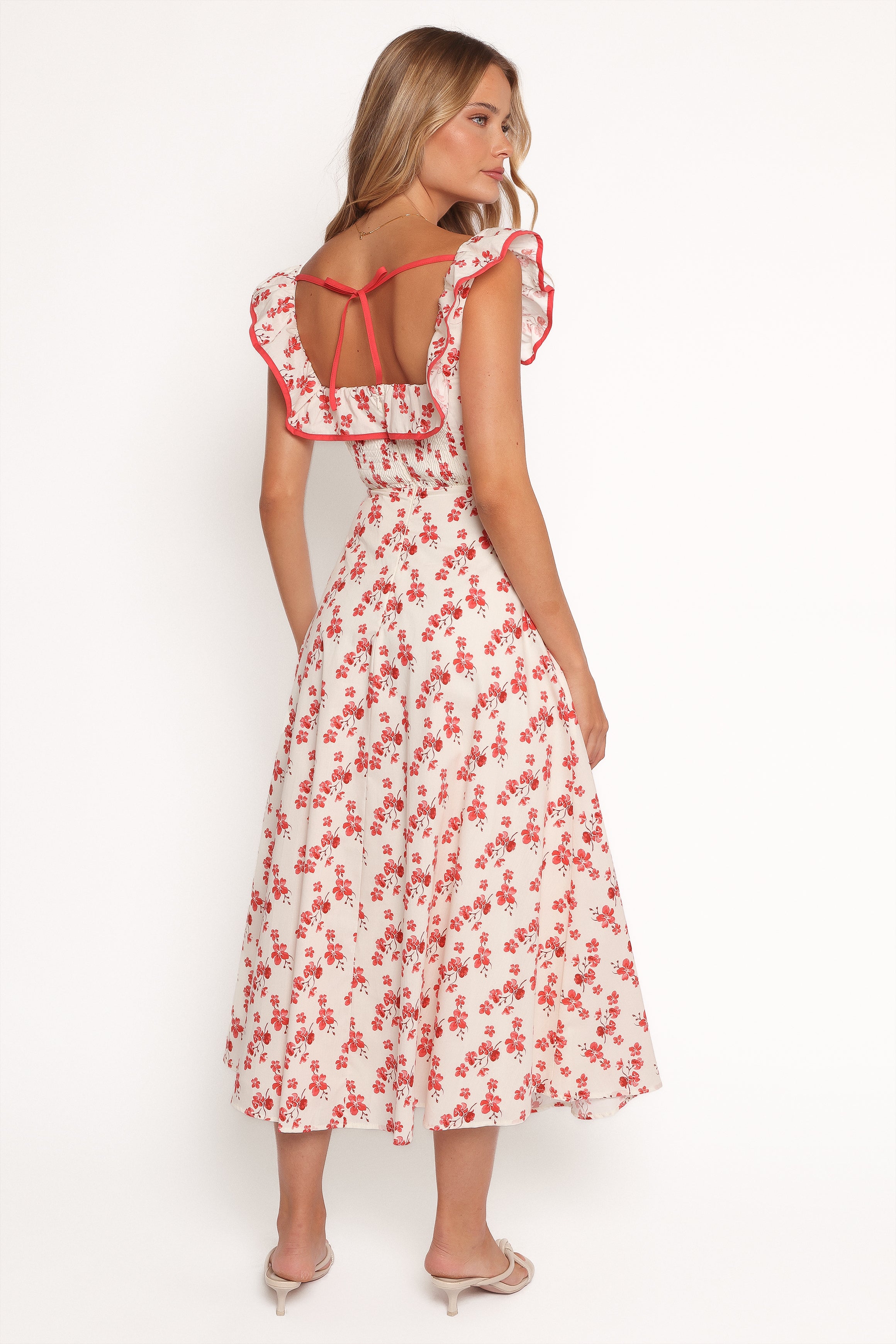 Lucille Floral Maxi Dress with Square Neckline & Back Tie