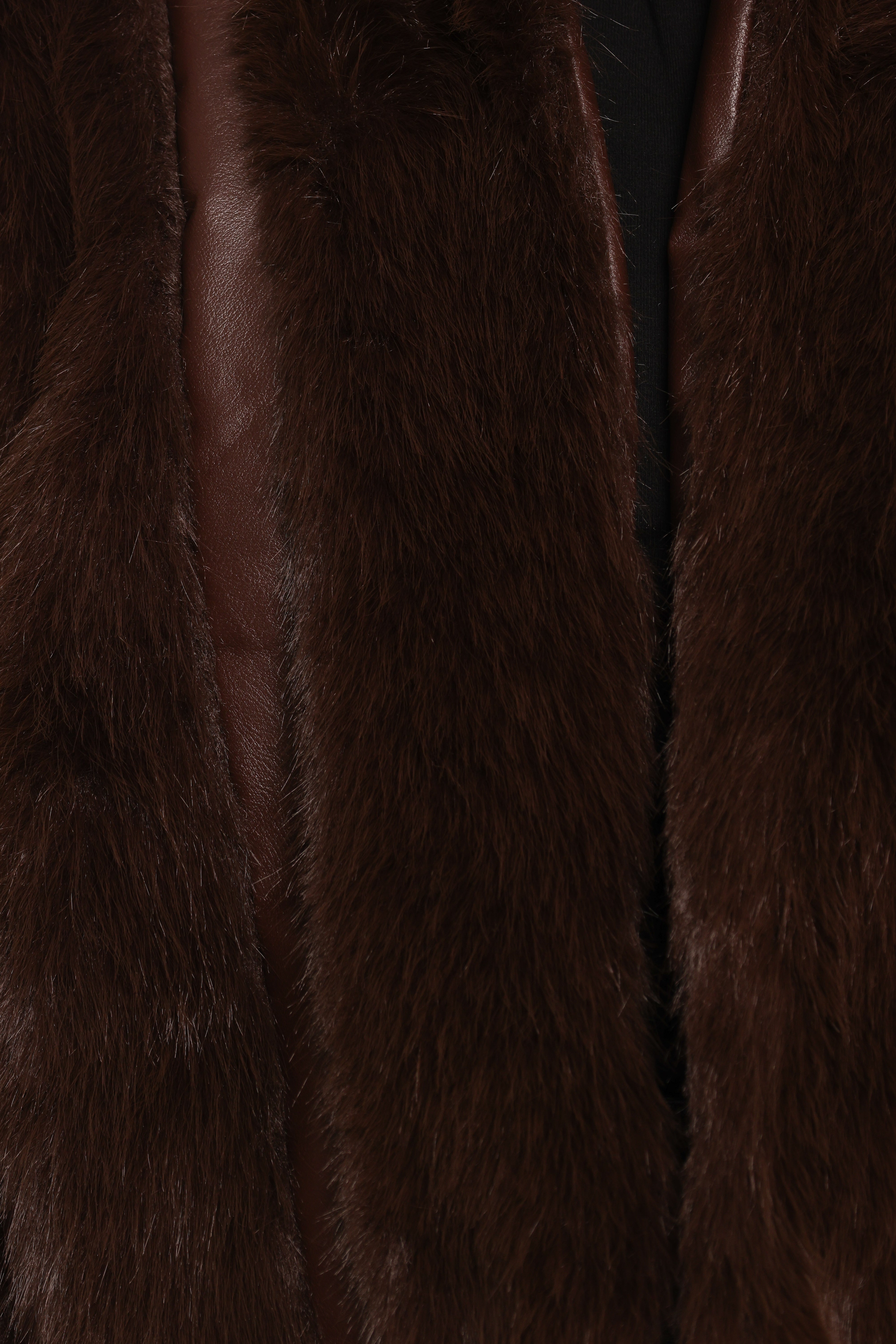 Velma Chocolate Faux Fur Cropped Jacket - Women's Winter Coat