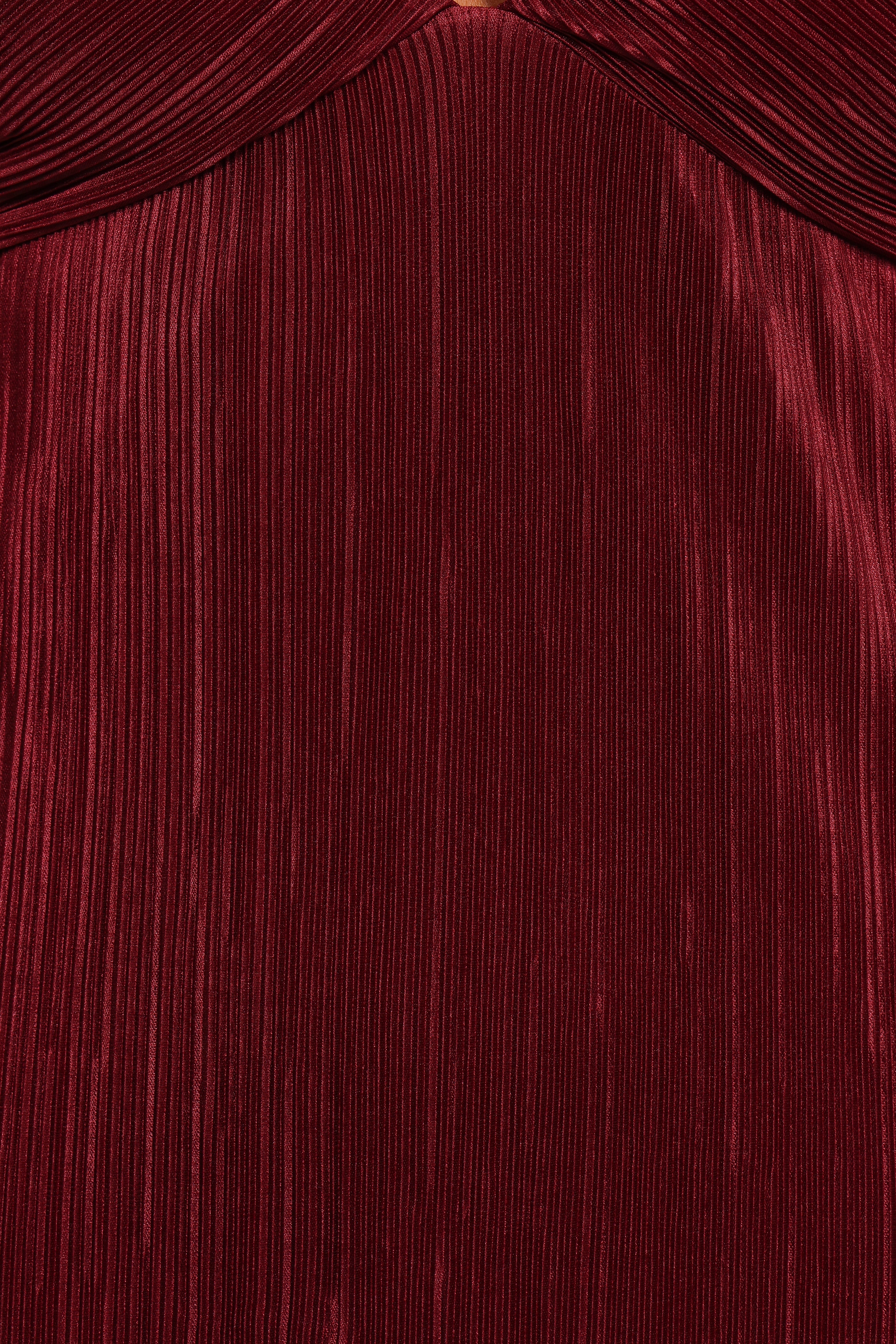 Safi Wine Plisse Maxi Dress with V Neckline & Adjustable Back