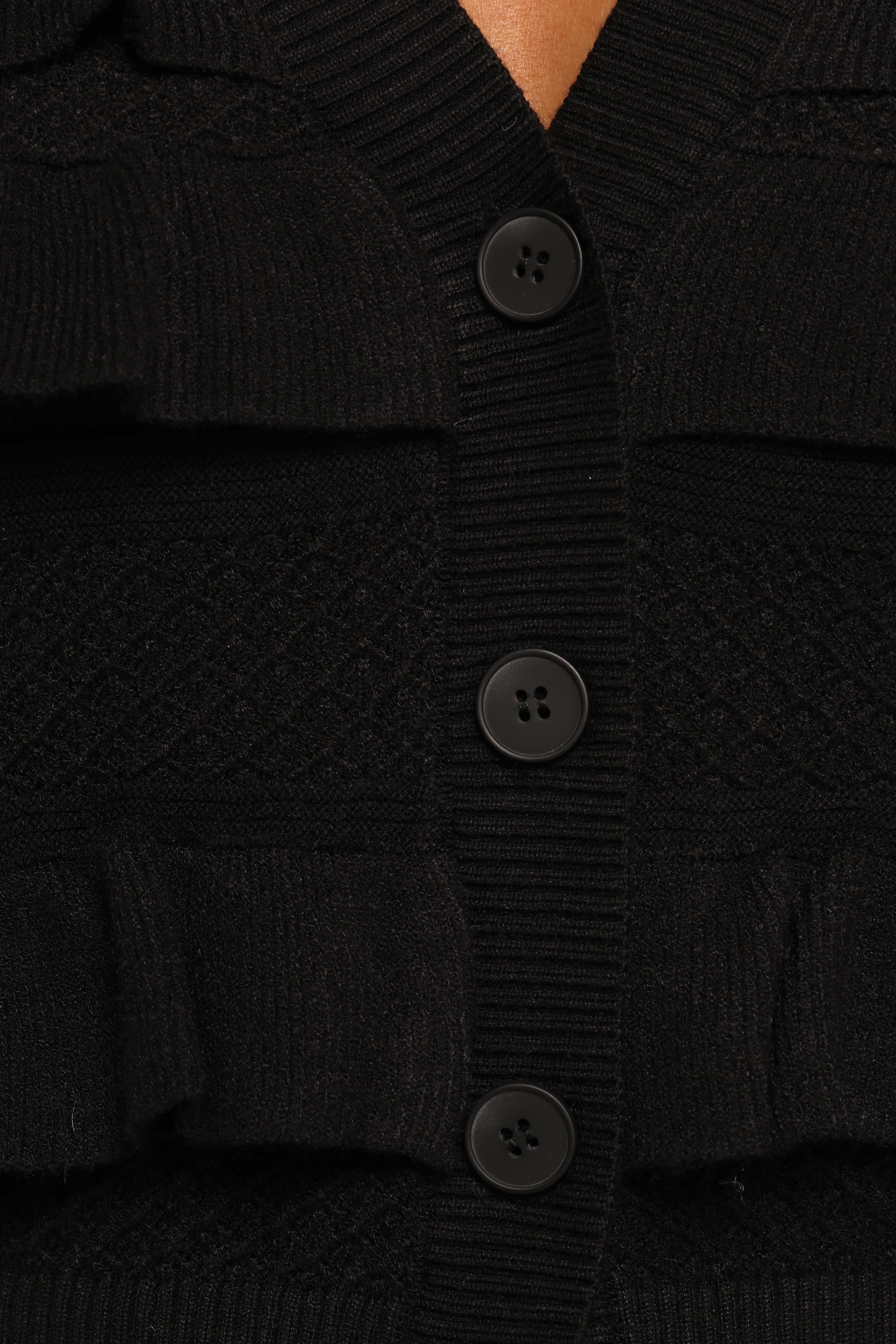 Hayworth Black Cropped Cardigan with Ruffle Detail & V-Neck