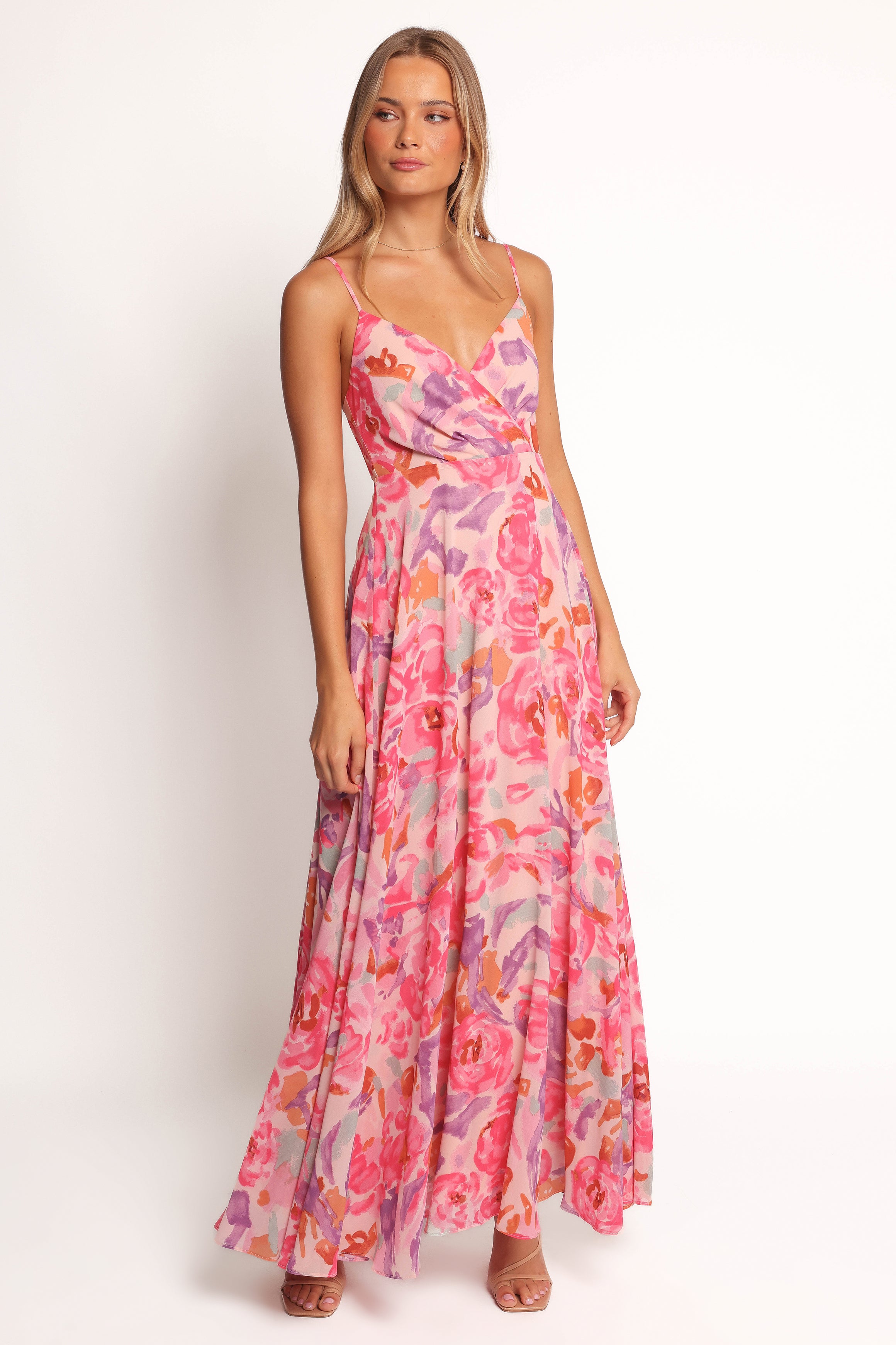 Floral Maxi Dress with V-Neck & Adjustable Straps - Madilyn