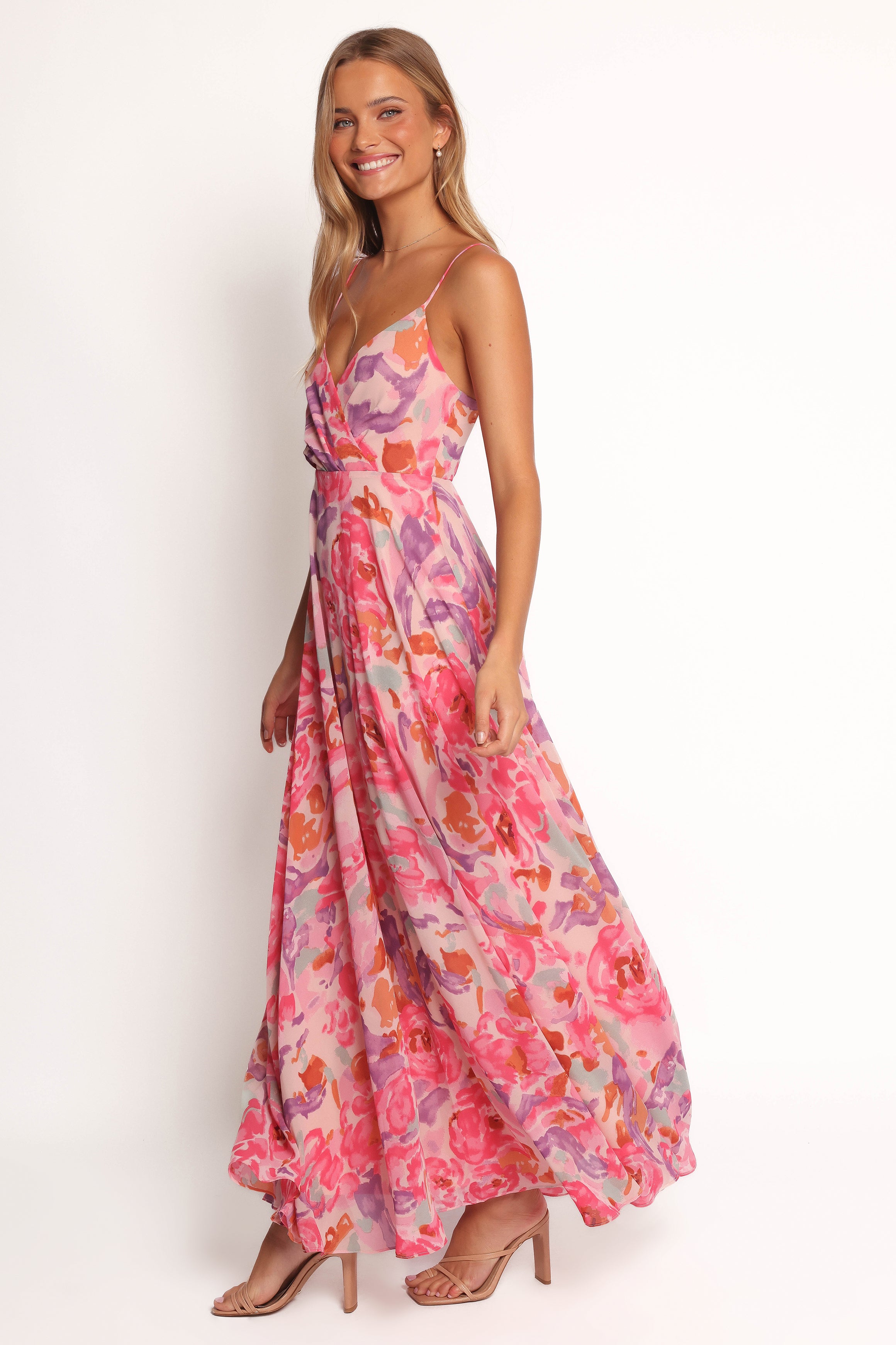 Floral Maxi Dress with V-Neck & Adjustable Straps - Madilyn