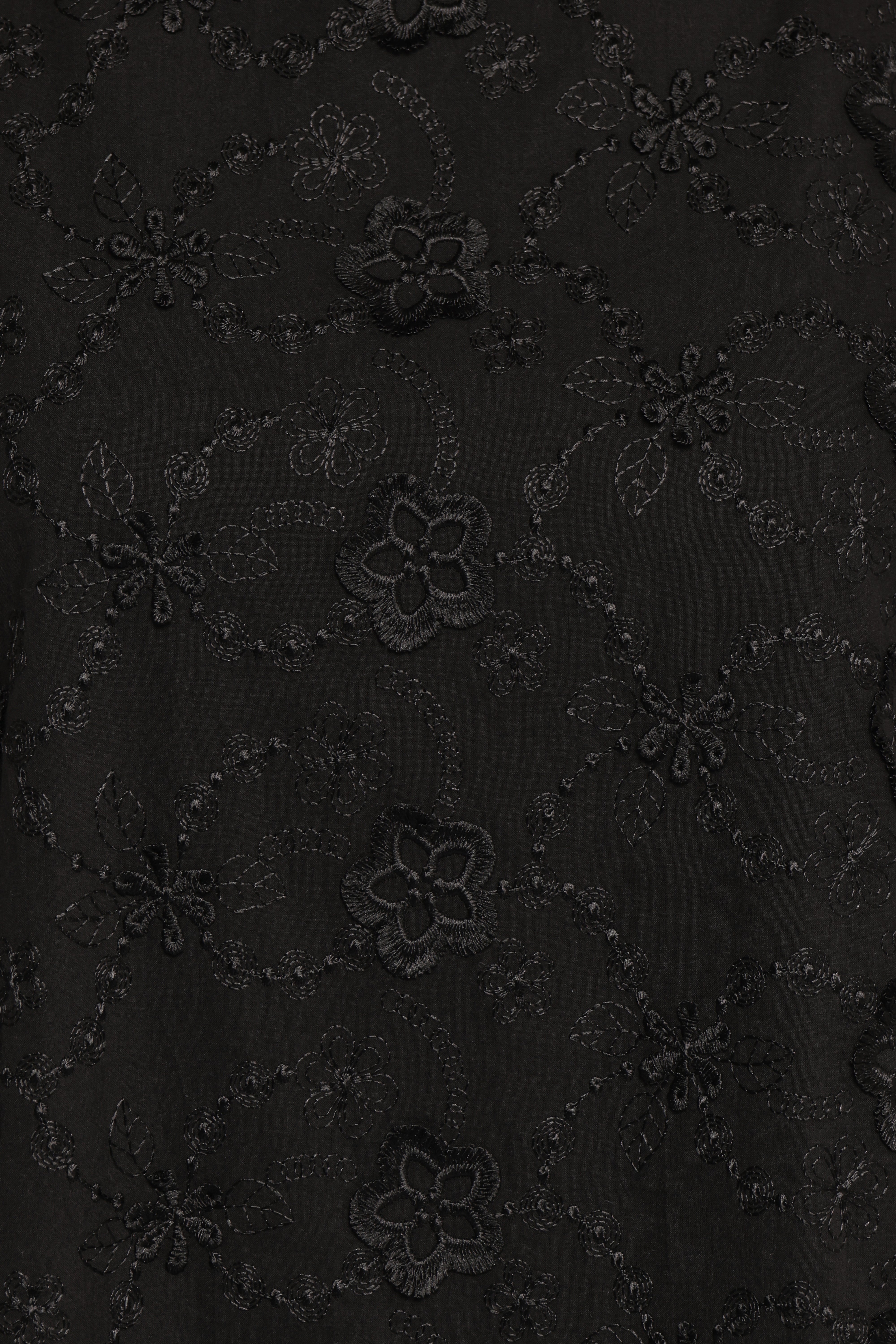 Keller Floral Embroidered Mini Dress - Black Rayon & Cotton Blend
