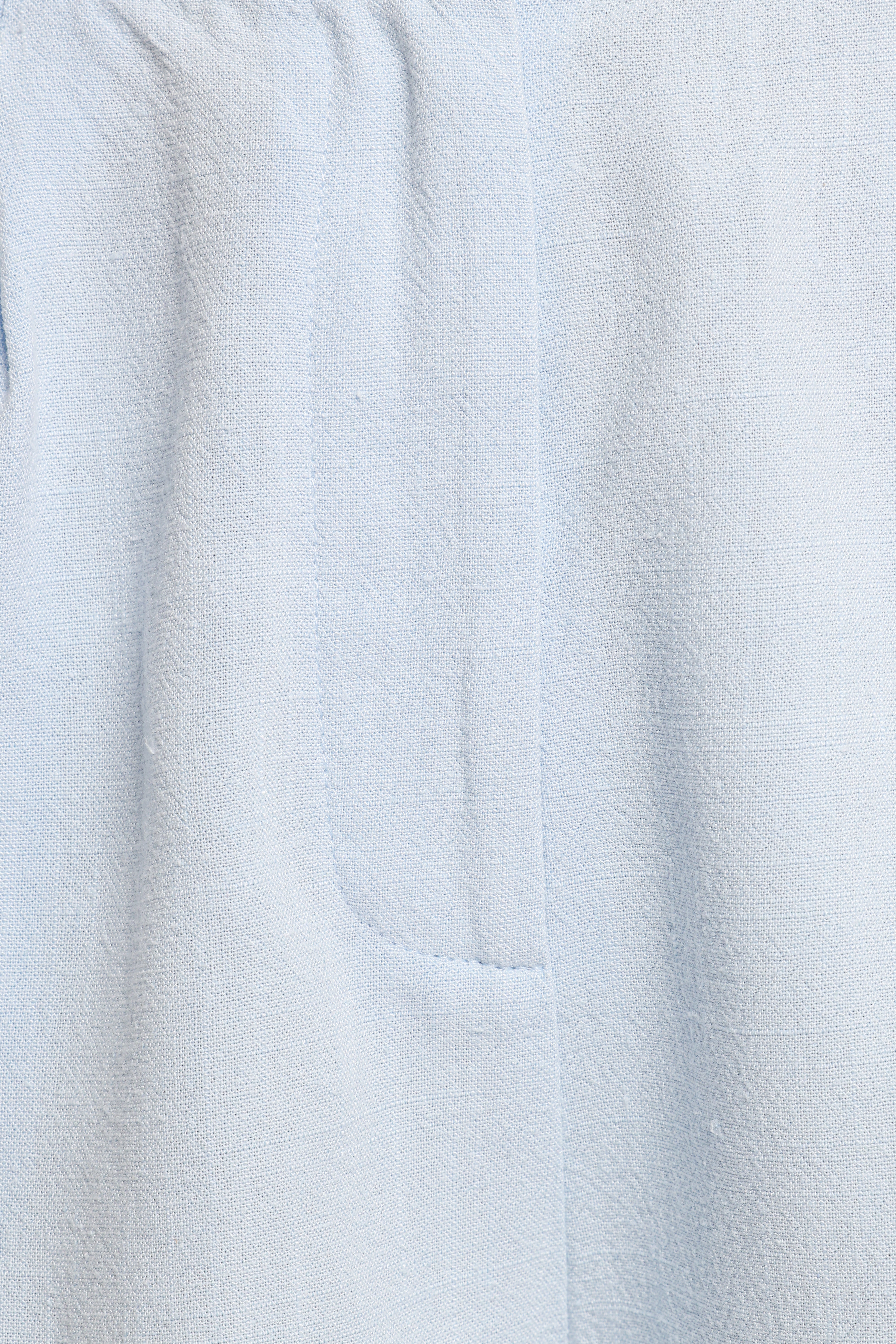 Women's Linen Shorts Set - Blue Ryan Square Neck Crop Top & High Waist Shorts