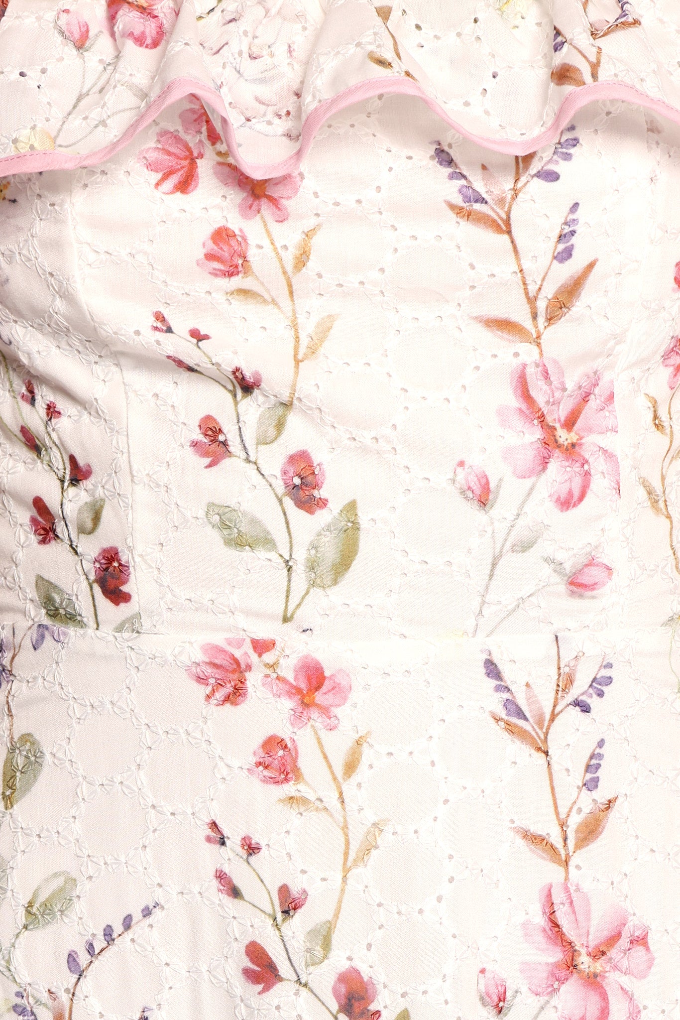 Floral Maxi Dress with Square Neckline & Back Tie - White Rayon