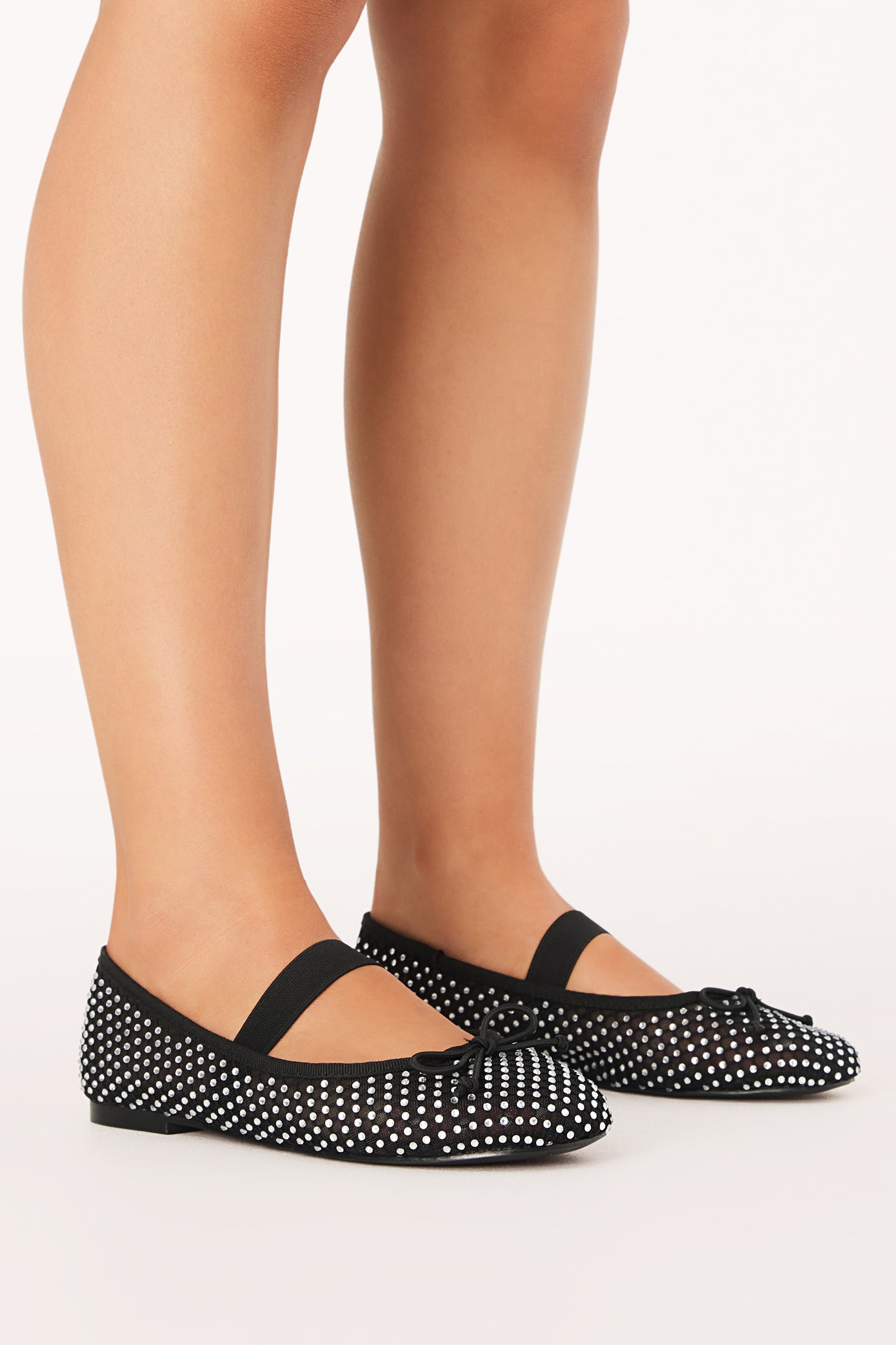 Edda Black Diamante Flats - Luxe Mesh Women's Shoes
