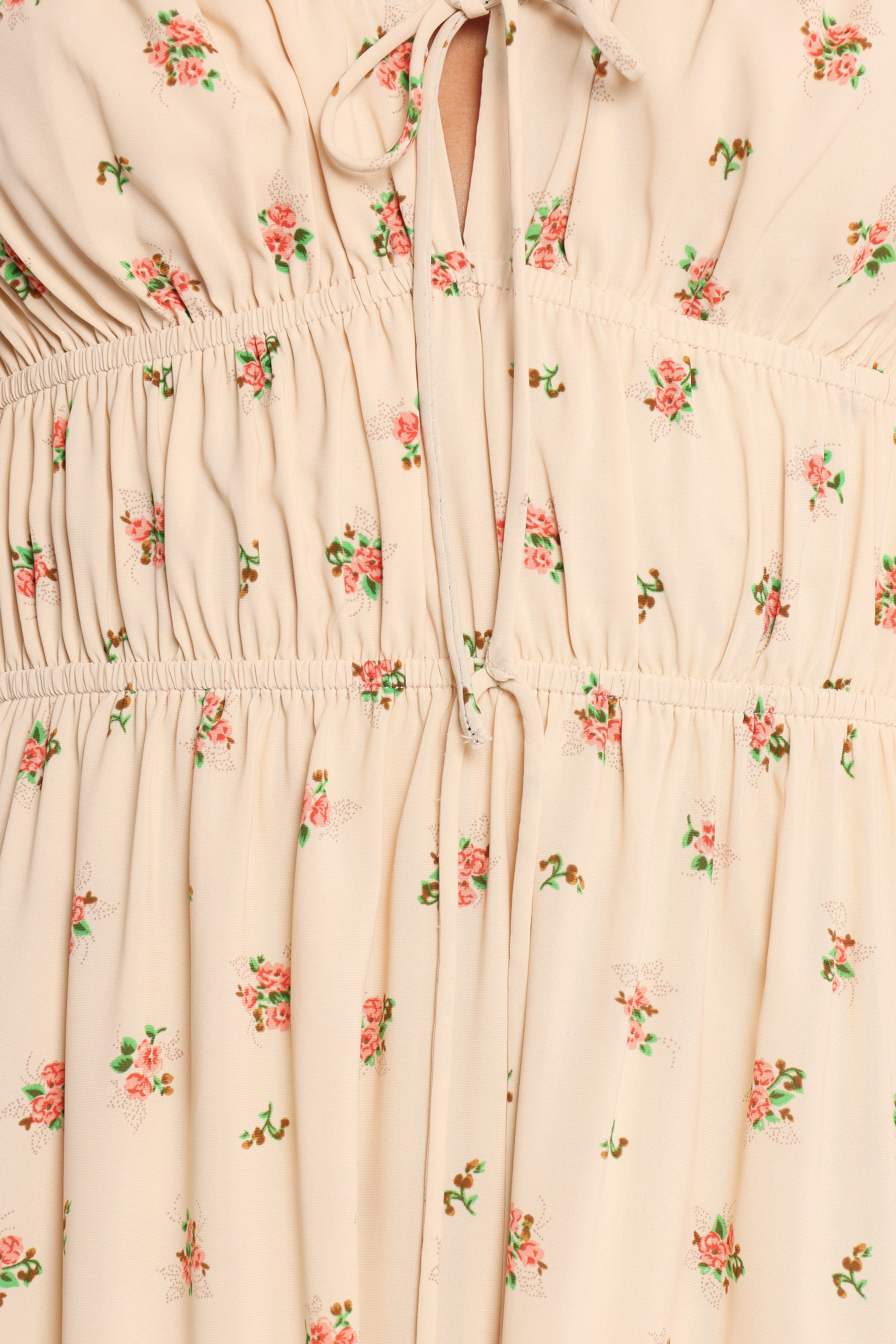 Floral Maxi Dress with Sweetheart Neckline & Long Sleeves - Maureen