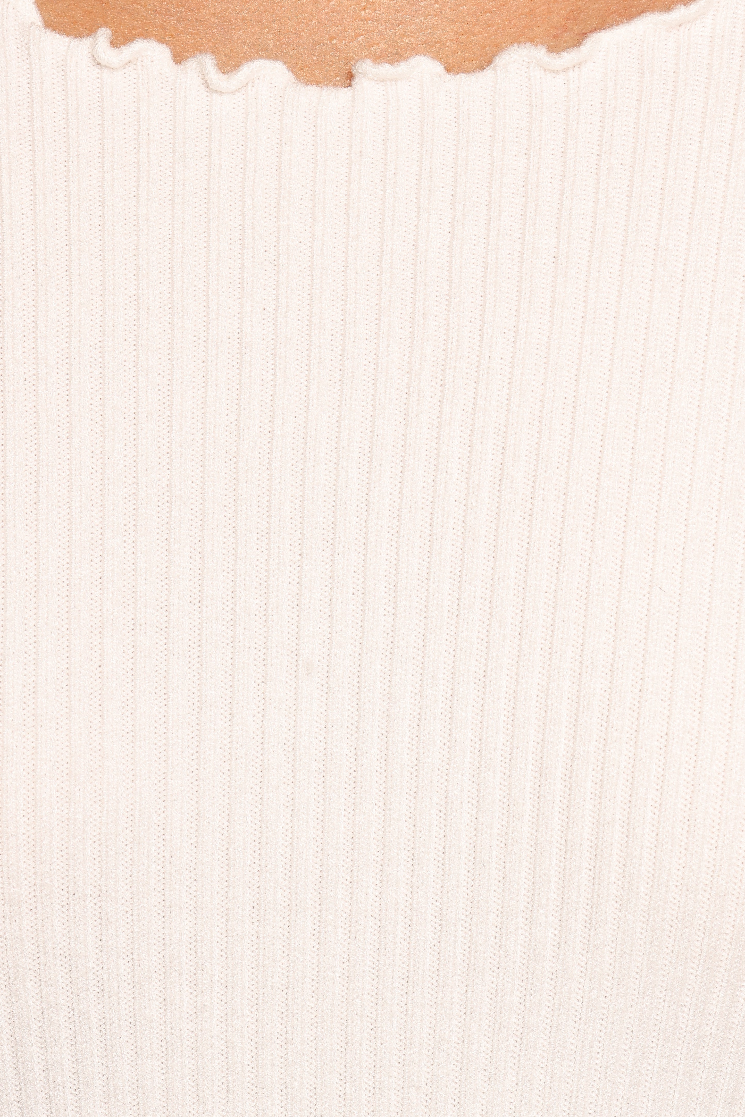 Kya White Ribbed Knit Top - Soft Stretch Long Sleeve Shirt