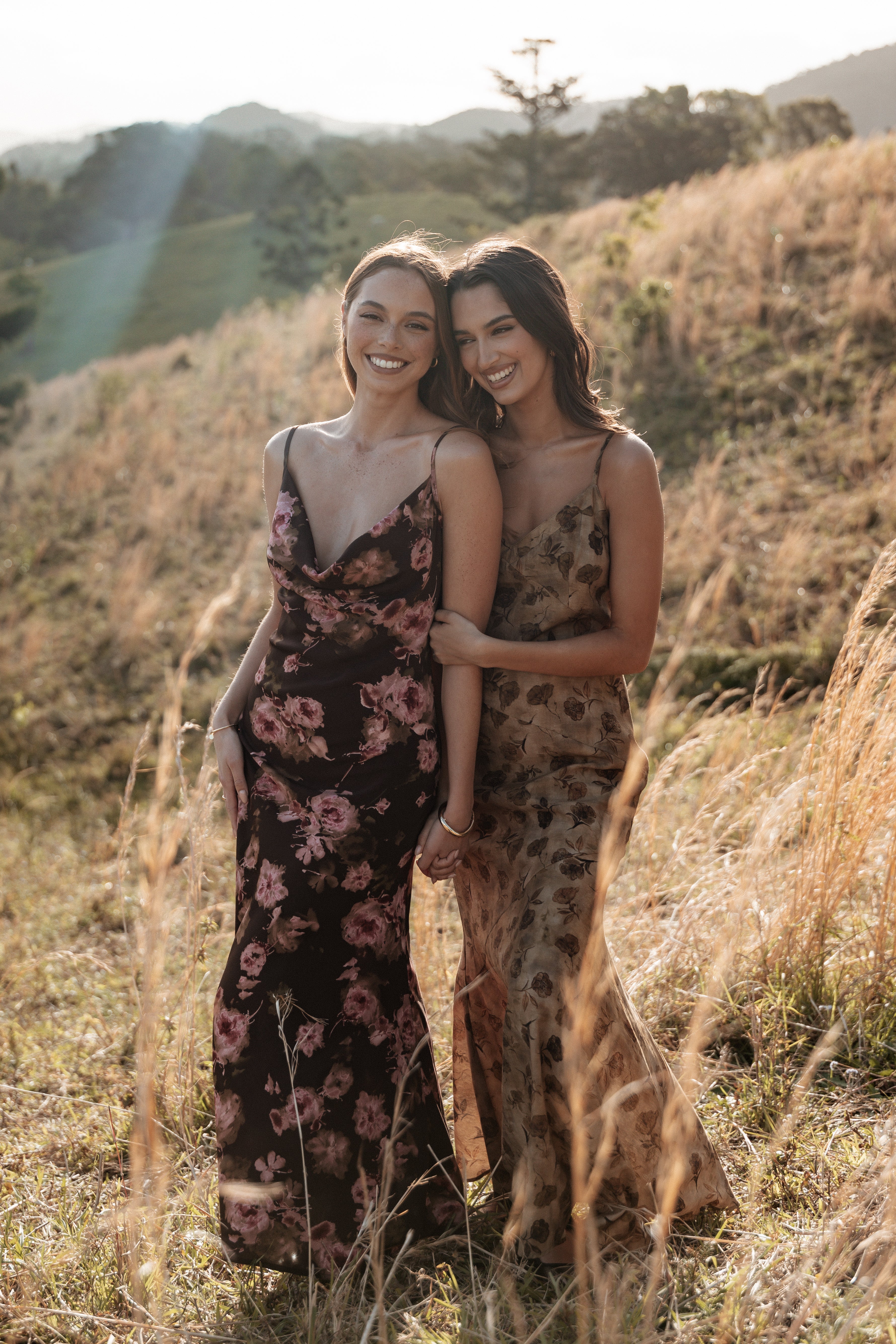 Floral Midi Dress with V Neckline & Adjustable Straps - Fia Tan Dress