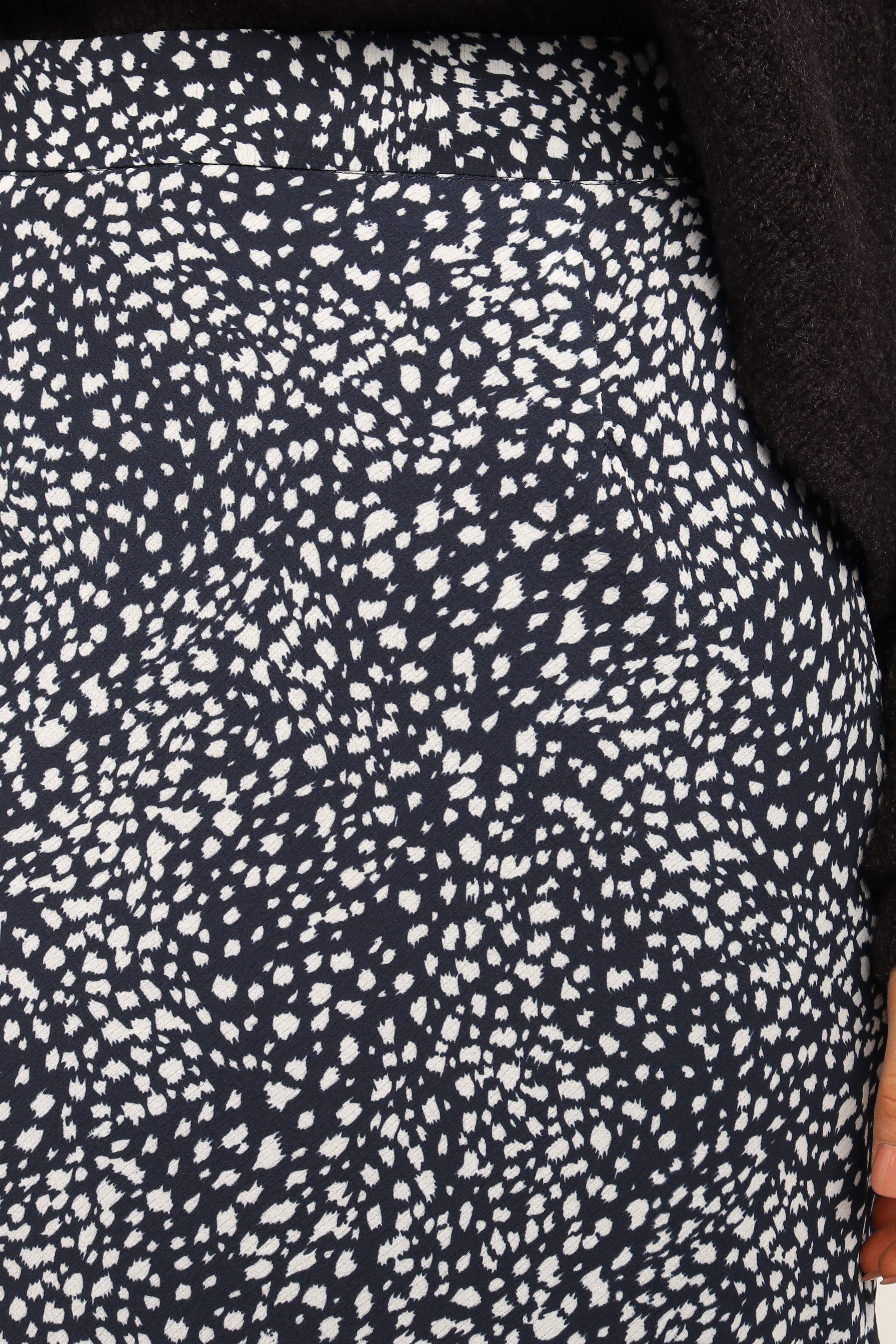 Navy High Waisted Midi Pencil Skirt - Falco Elastic Waist