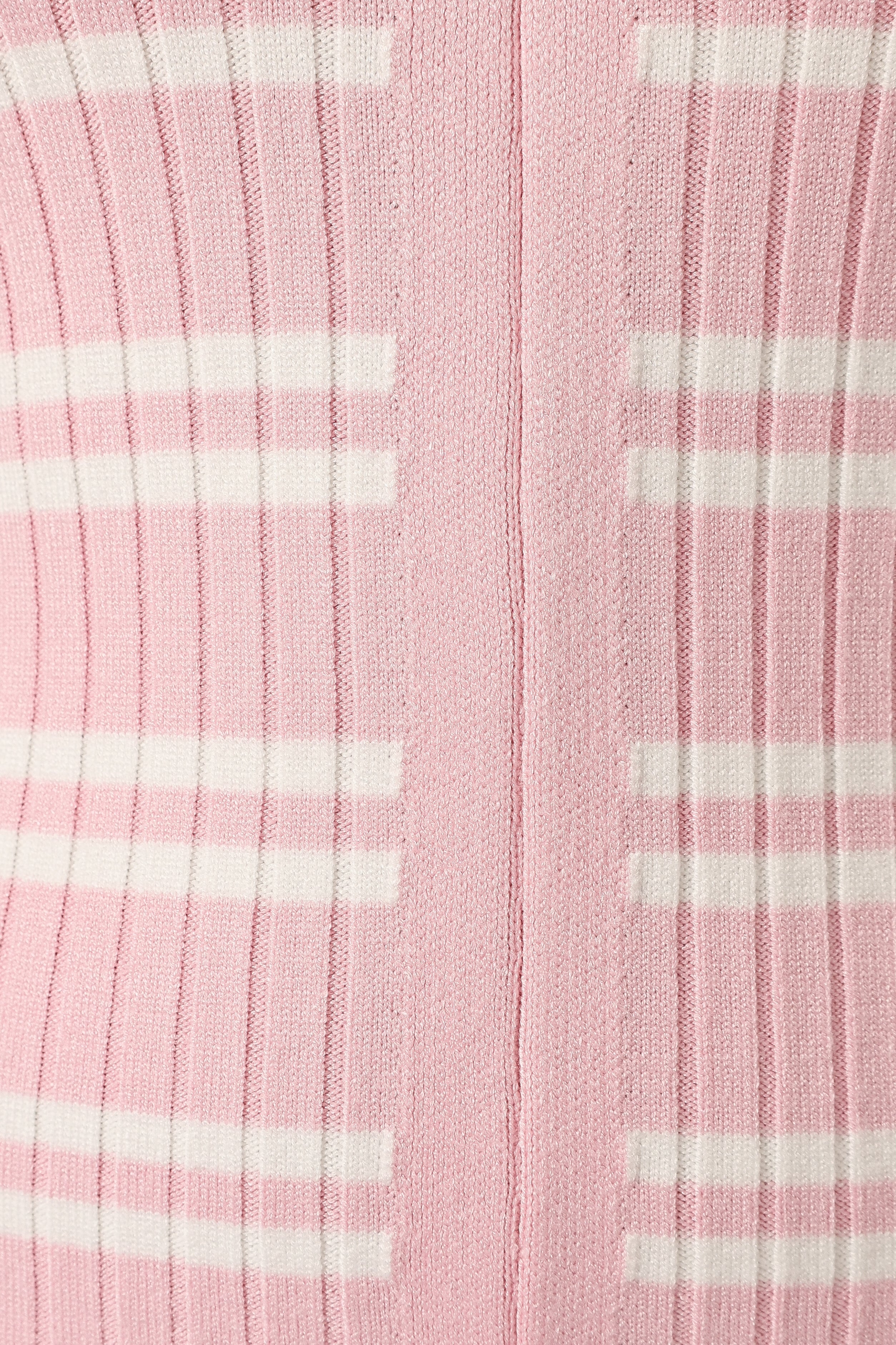 Pink Ribbed Knit Midi Dress with Long Sleeves - Eliana