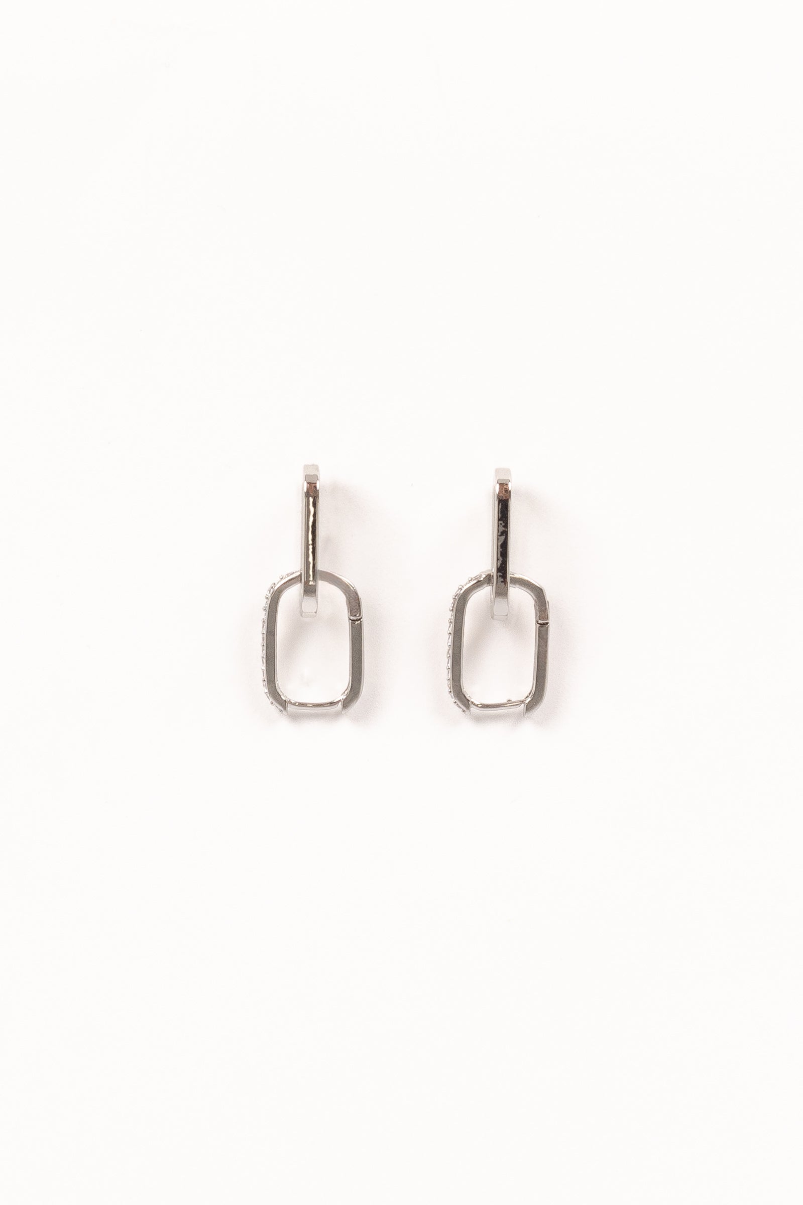 Silver Double Hoop Earrings with Rhinestones – Teagan