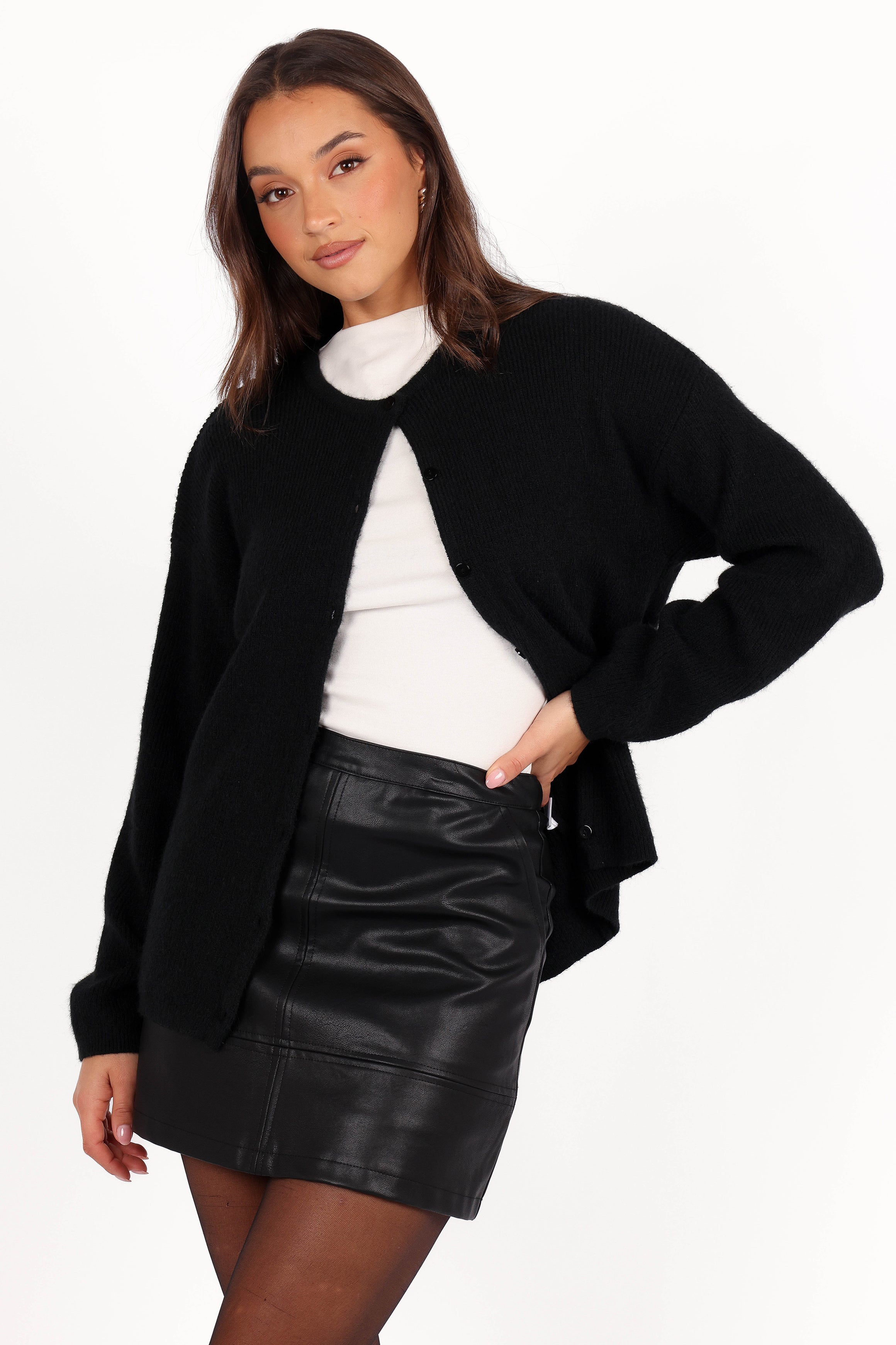 Women's Soft Knit Button-Up Cardigan - Astor Classic Black