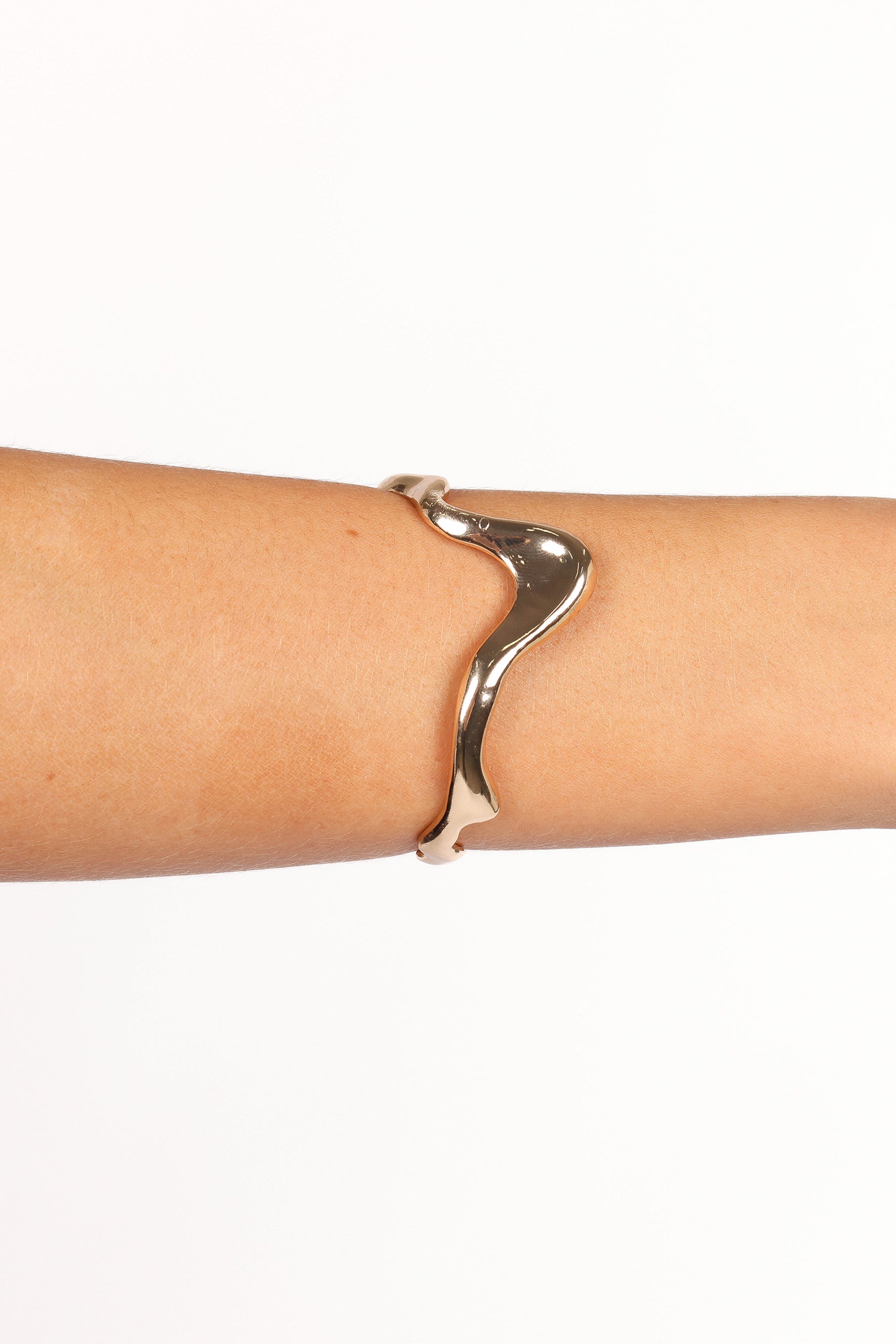 Gold Cuff Bracelet - Allison Abstract Slip-On Design